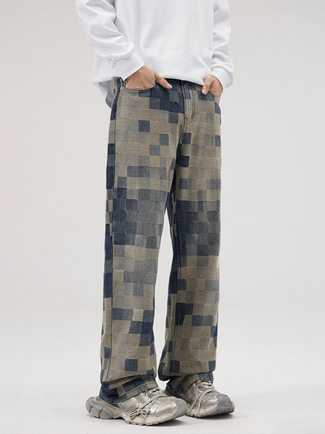 Japanese Brand American high street checkerboard mosaic jeans Size US 32 / EU 48 - 3 Thumbnail