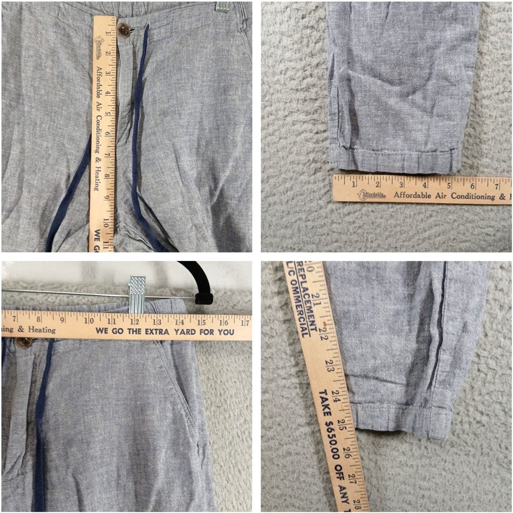 Uniqlo Uniqlo Pants Women M Blue Cotton Linen Drawstring Casual EUC Size 32" / US 10 / IT 46 - 5 Thumbnail