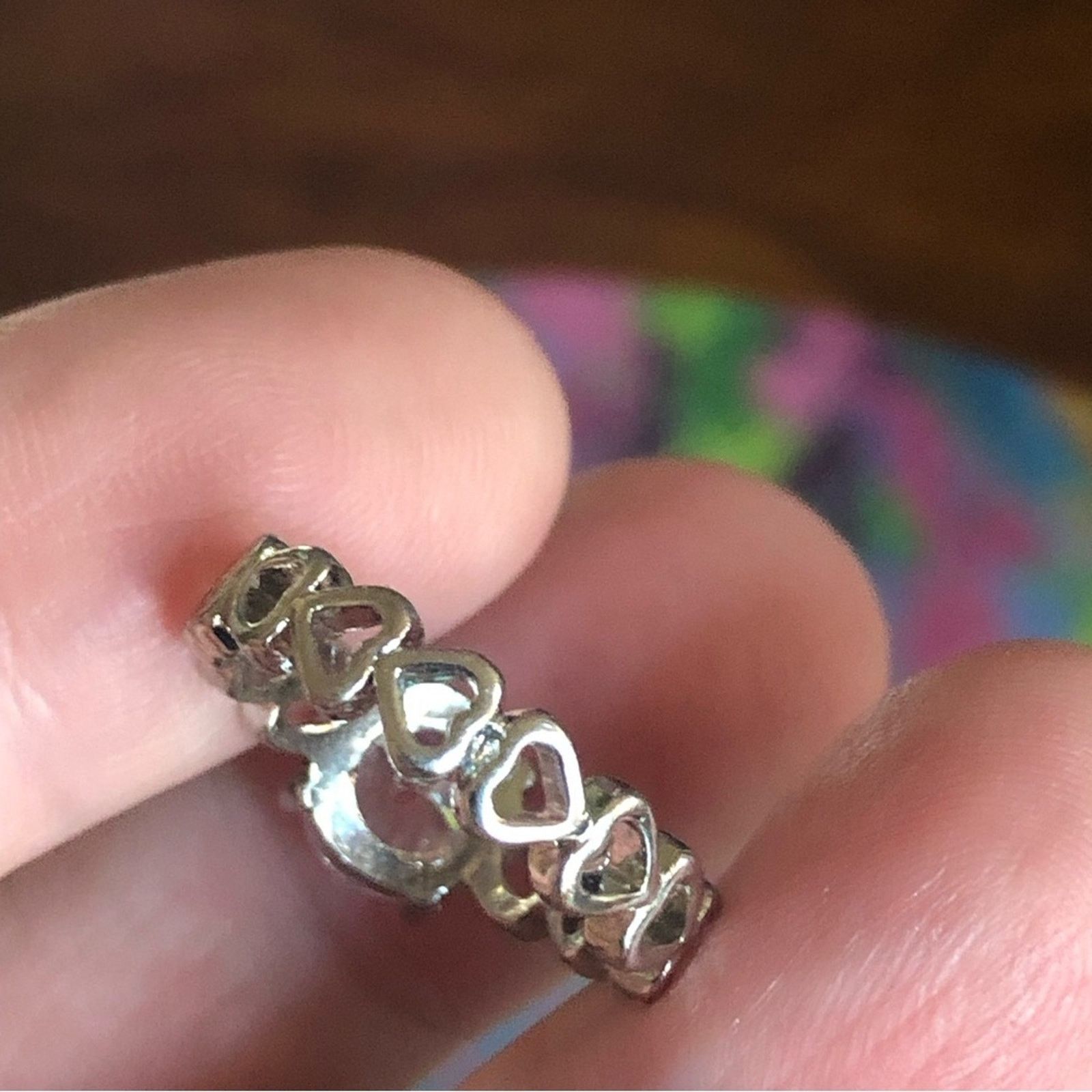 Jewelry Sterling open heart band prong set round cubic zirconia ring Size ONE SIZE - 9 Thumbnail