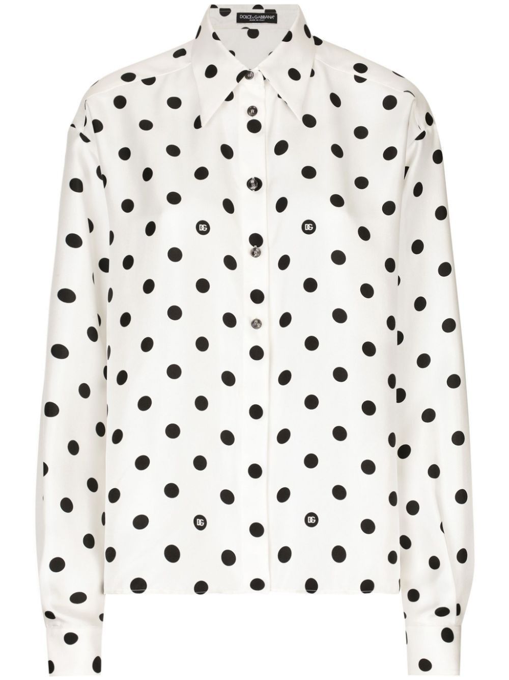 Dolce & Gabbana DOTS PRINT SILK SHIRT Size S / US 4 / IT 40 - 1 Thumbnail