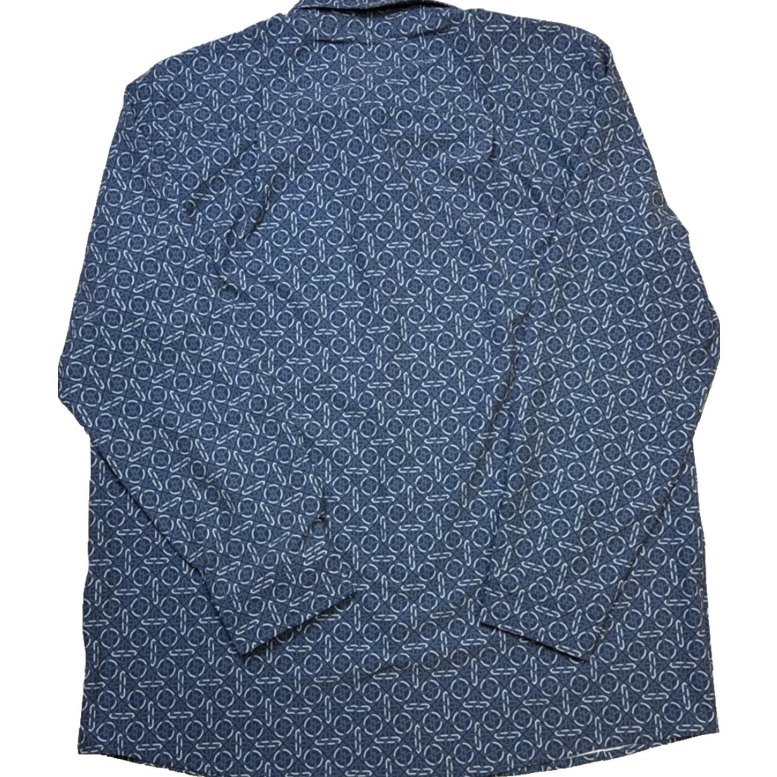 Vintage William Murray Long Sleeve Button-Down Shirt Men 2XL Long Geometric Blue Size US XXL / EU 58 / 5 - 4 Thumbnail