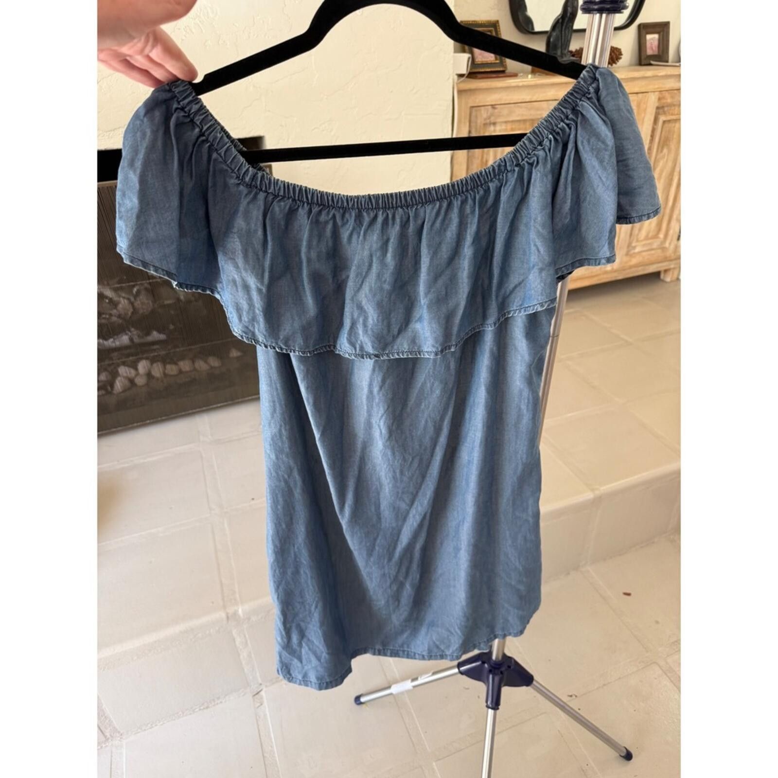 Tommy Bahama Tommy Bahama Womens Blue Tencel Off Shoulder Ruffle Dress M Size M / US 6-8 / IT 42-44 - 3 Thumbnail