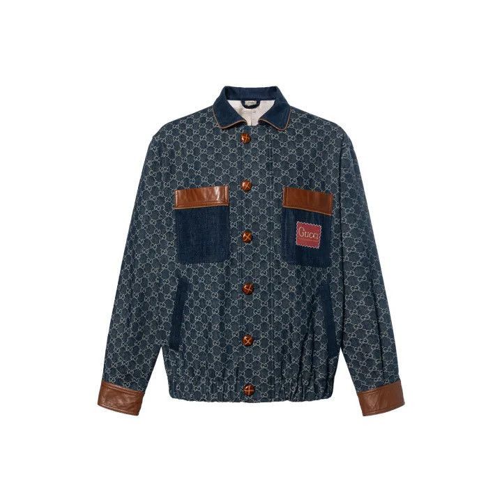 Gucci Gucci Gucci Denim Logo Printed Pilot Jacket -2506 Size US L / EU 52-54 / 3 - 1 Thumbnail