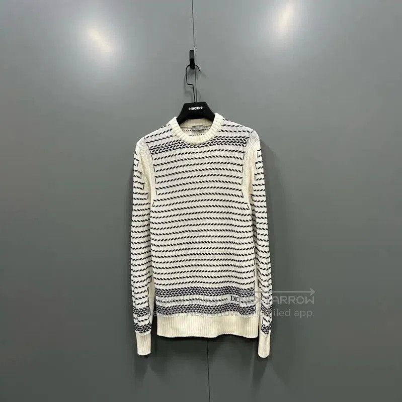 Dior Dior Spring Autumn White Wool Striped Sweater . Size US S / EU 44-46 / 1 - 1 Thumbnail