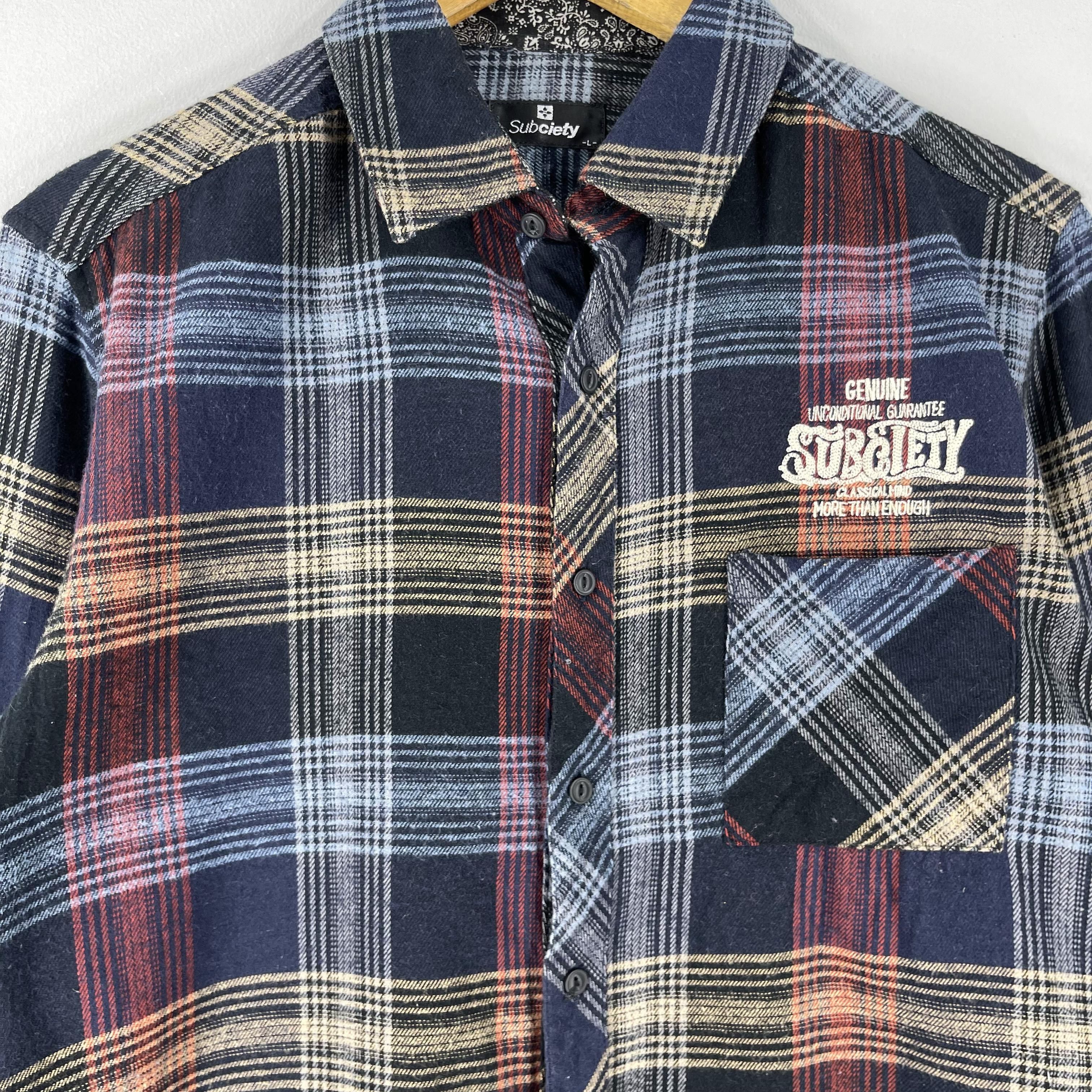 Japanese Brand Vintage Subciety Japan Checkered Tartan Minimalist Flannel Size US M / EU 48-50 / 2 - 5 Thumbnail
