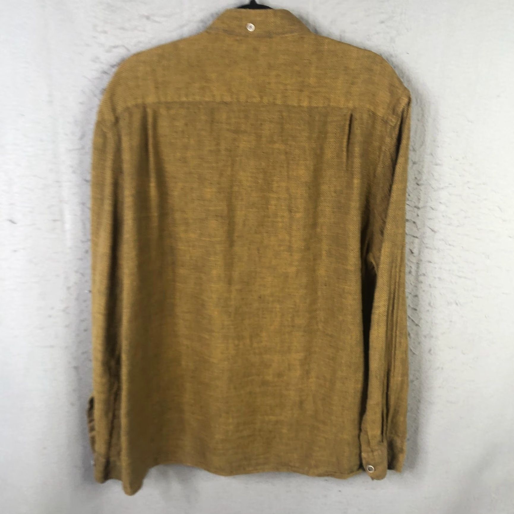 Vintage 32 Bar Blues Shirt Mens XL Gold Textured Woven Long Sleeve Button Front Casual Size US XL / EU 56 / 4 - 2 Thumbnail