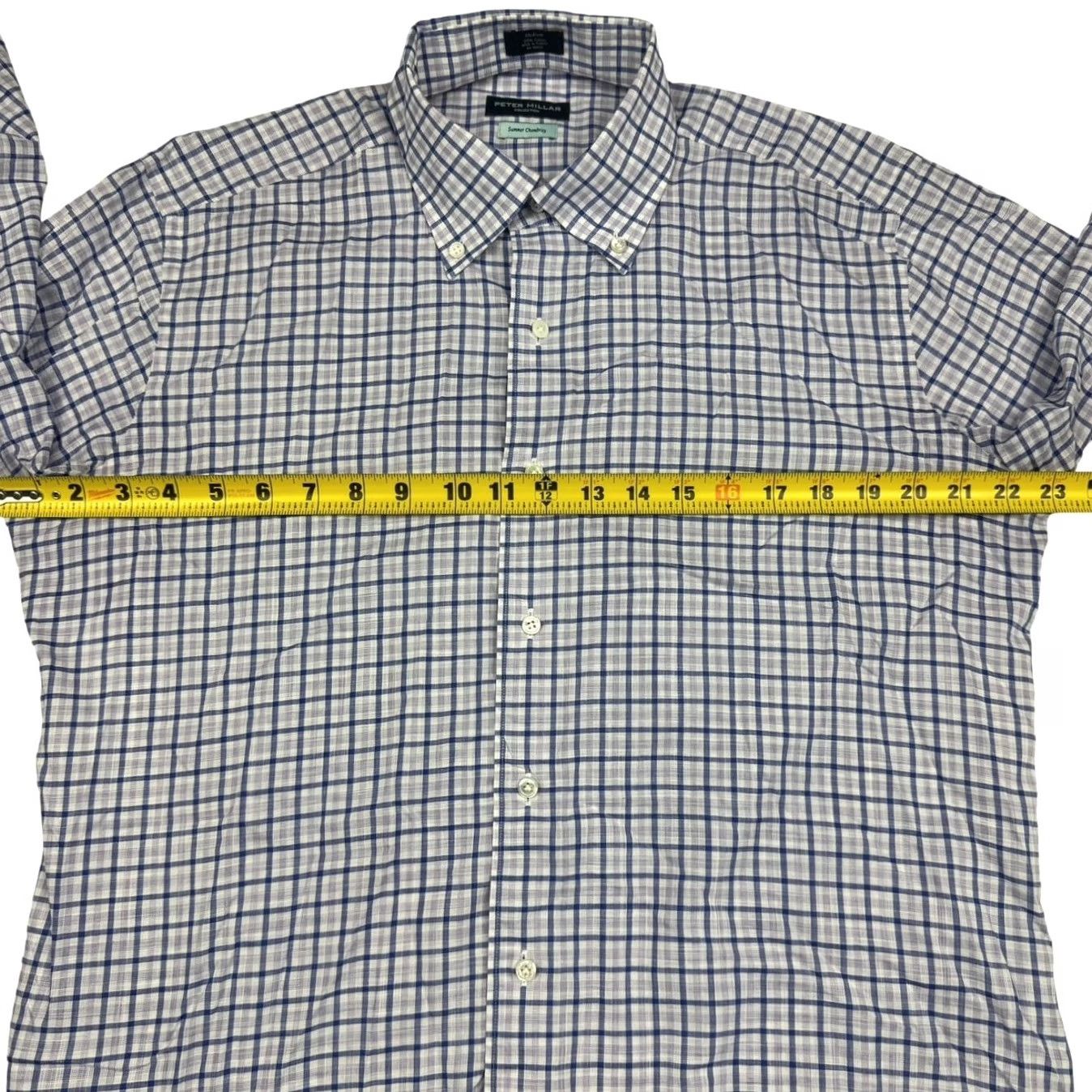 Peter Millar Peter Millar Men's Cotton Summer Chambray L/S Button Shirt Blue Medium Size US M / EU 48-50 / 2 - 5 Thumbnail
