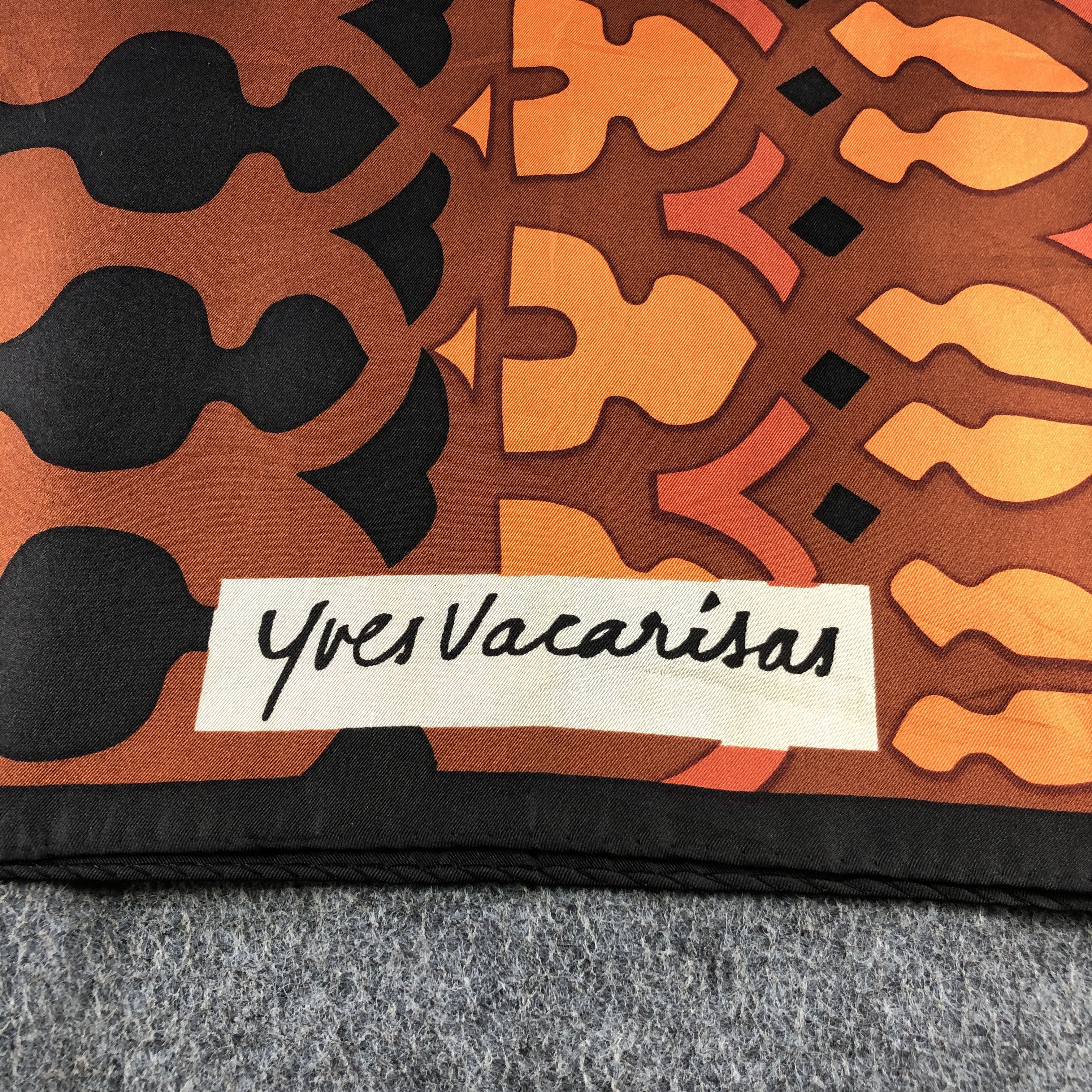 Vintage Yves Vacarisas Abstract Silk Stole Silk Scarf M1392 Size ONE SIZE - 4 Thumbnail