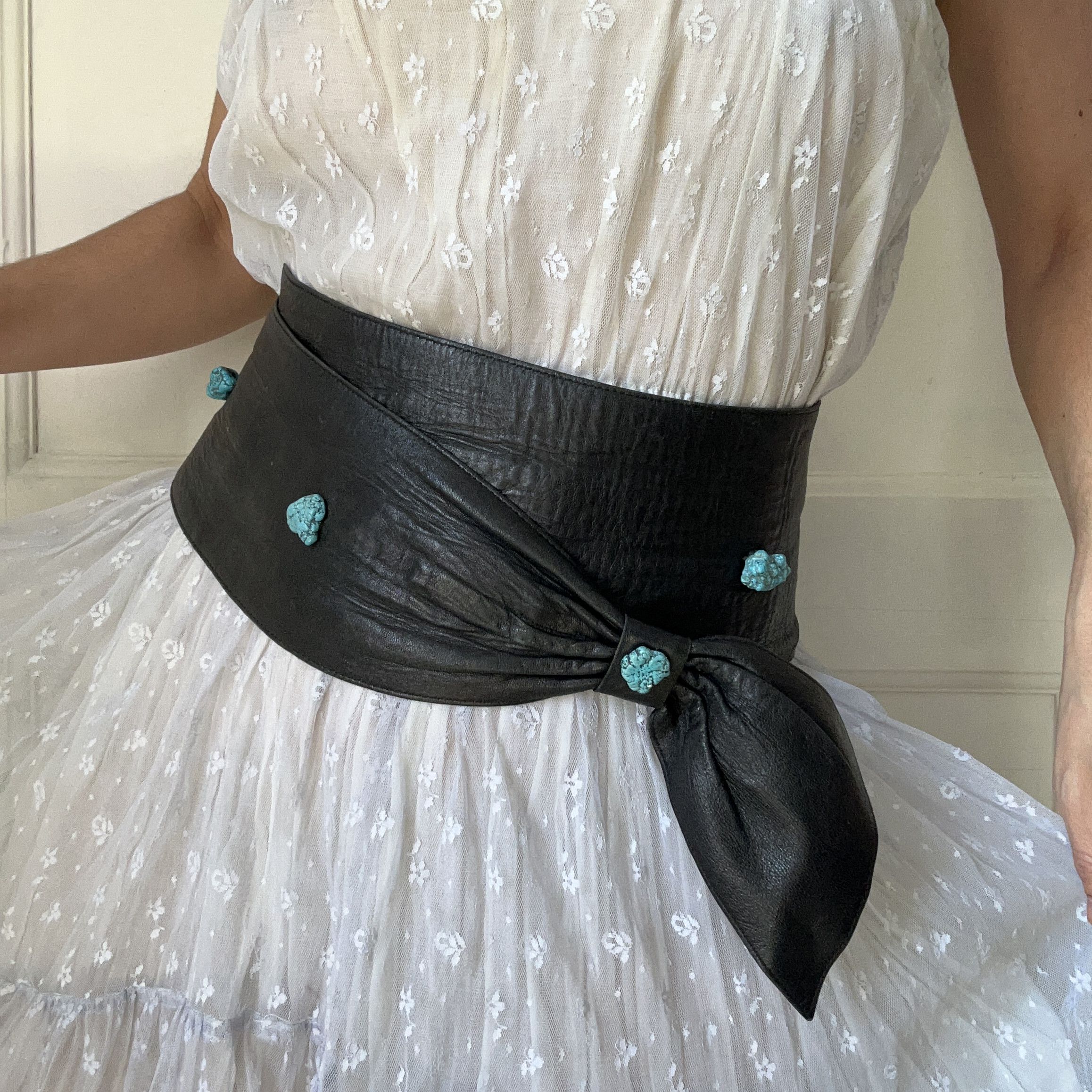 Vintage Vintage 80s Black Leather Wrap Belt Size ONE SIZE - 1 Thumbnail