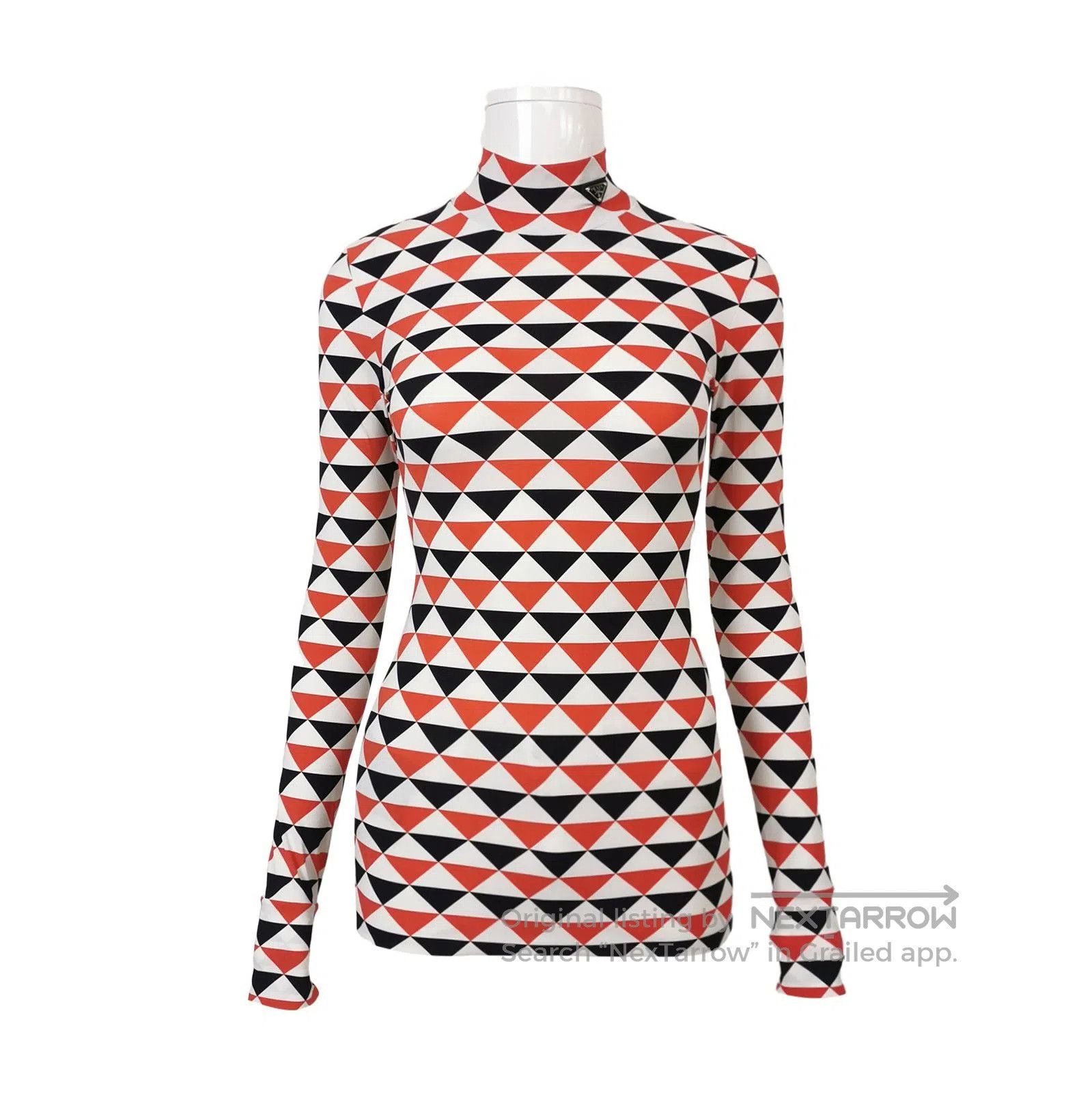 Prada Prada Colorful Triangle Logo Turtleneck Long Sleeve Top . Size XS / US 0-2 / IT 36-38 - 1 Thumbnail