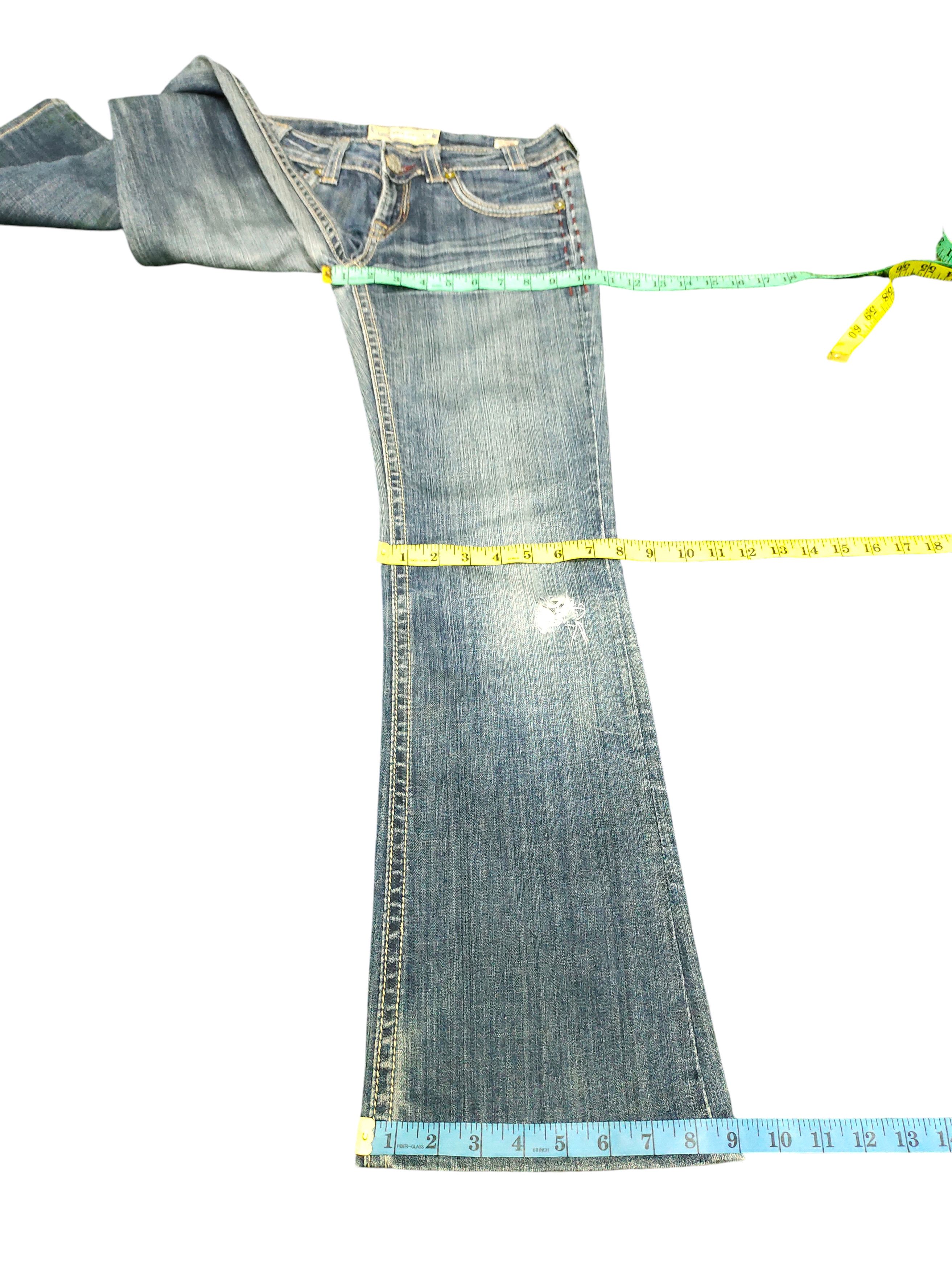 Mek Denim Flare Jeans Mek Denim Embroidered Denim Bootcut Low Rise Size US 27 - 21 Thumbnail