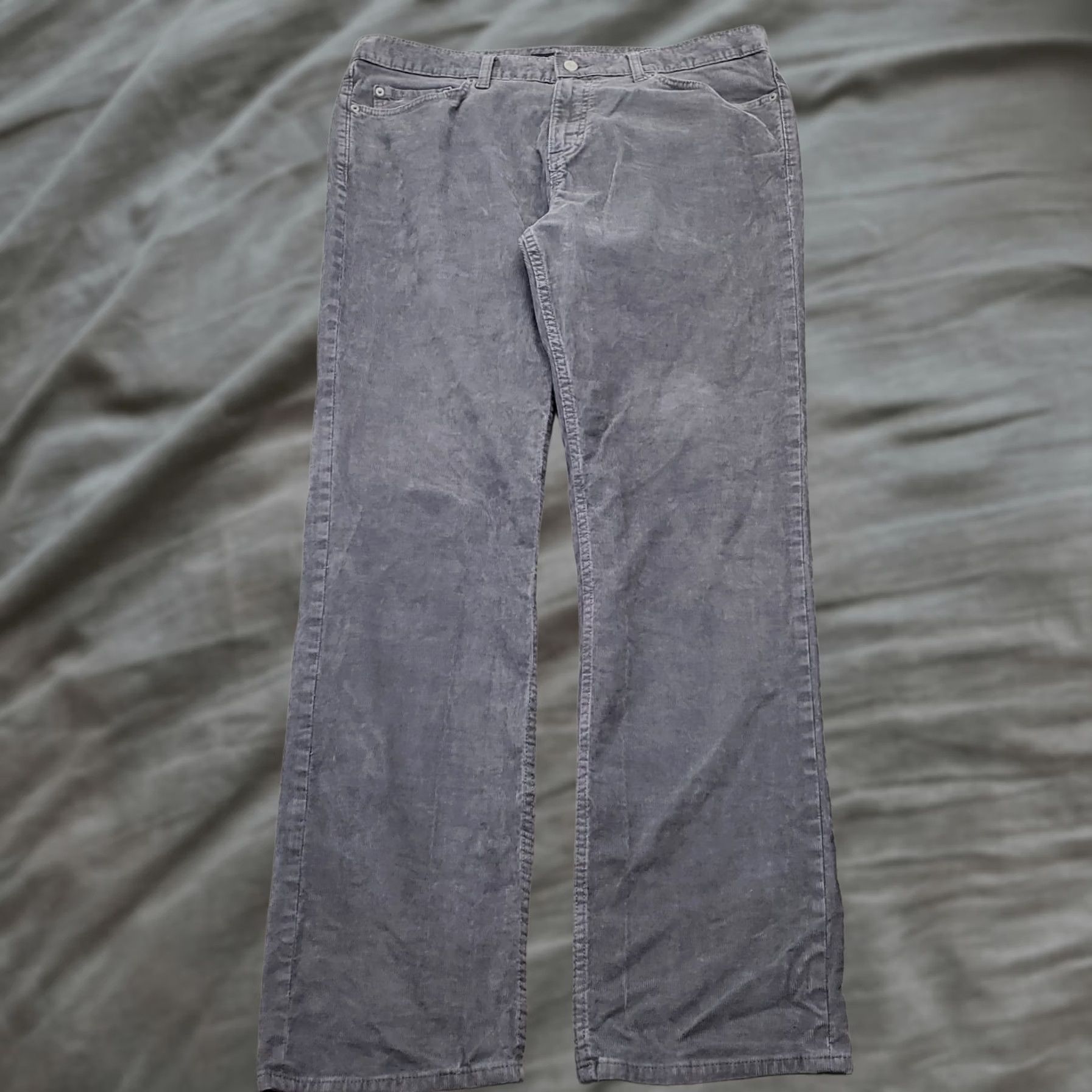 Banana Republic Banana Republic Corduroy Pants Mens 35x32 Grey Slim Fit Stretch Straight Leg Size US 35 - 1 Thumbnail
