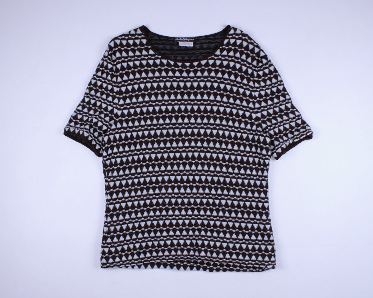 Salvatore Ferragamo × Vintage Vintage Salvatore Ferragamo Wool Cashmere Geometric T-Shirt Size M / US 6-8 / IT 42-44 - 7 Thumbnail