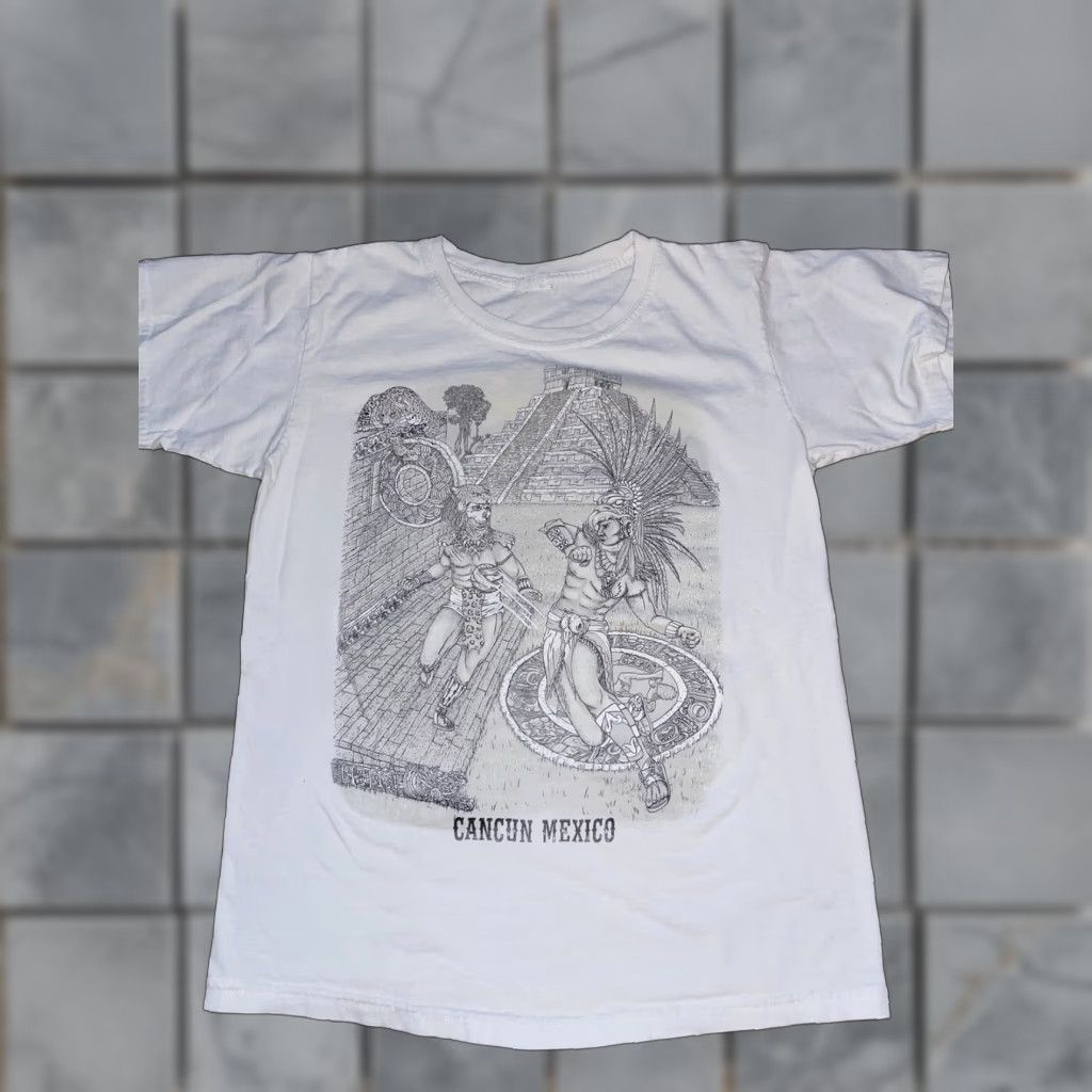 Vintage VINTAGE Cancun Mexico Aztec T-Shirt White S Mens Small Aztec T-Shirt Mexico Vintage White Small Mens Size US S / EU 44-46 / 1 - 1 Thumbnail