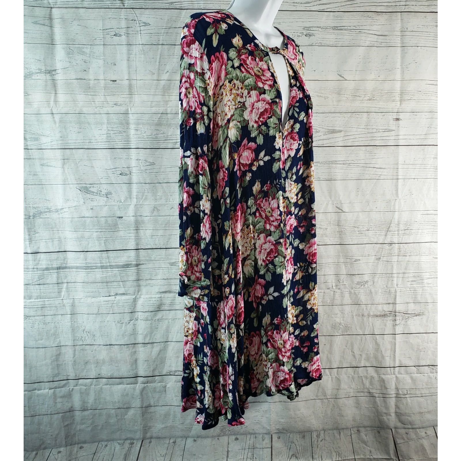 Vintage Umgee Womens Dress L Blue Pink Floral Cotton Blend Size L / US 10 / IT 46 - 3 Thumbnail