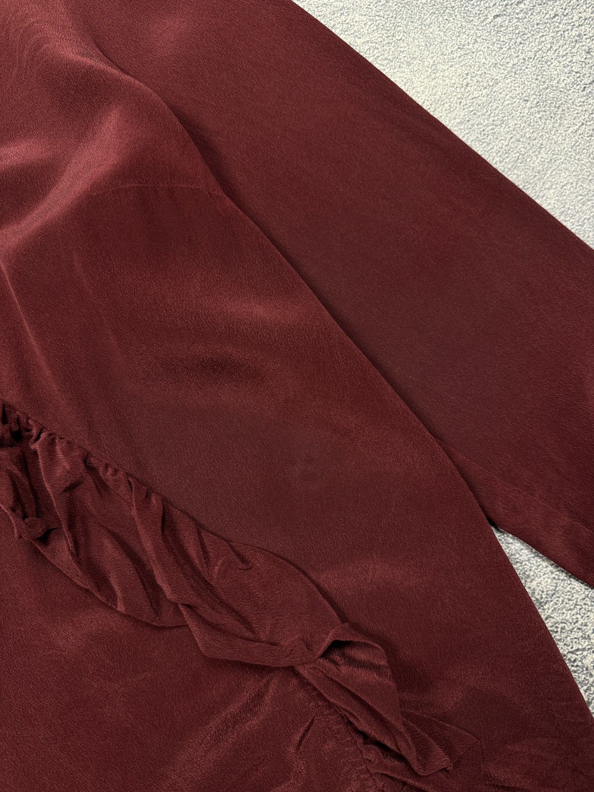 Sezane SEZANE Burgundy Silk Blouse Shirt Size XS / US 0-2 / IT 36-38 - 7 Thumbnail