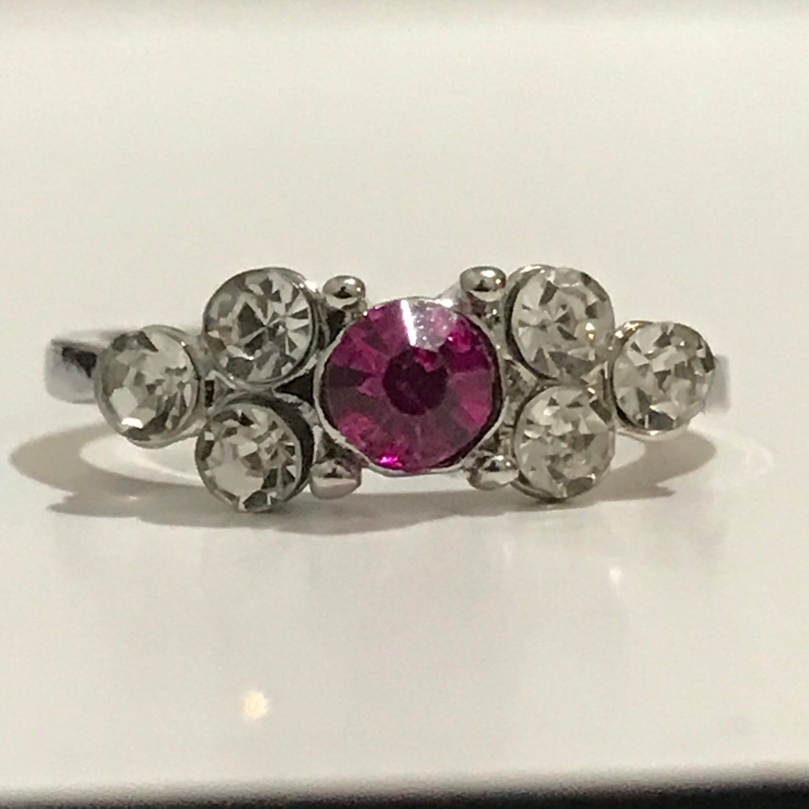 The Unbranded Brand Cute Purple Rhinestones Ring With Silver Tone Size 9 Size ONE SIZE - 1 Thumbnail