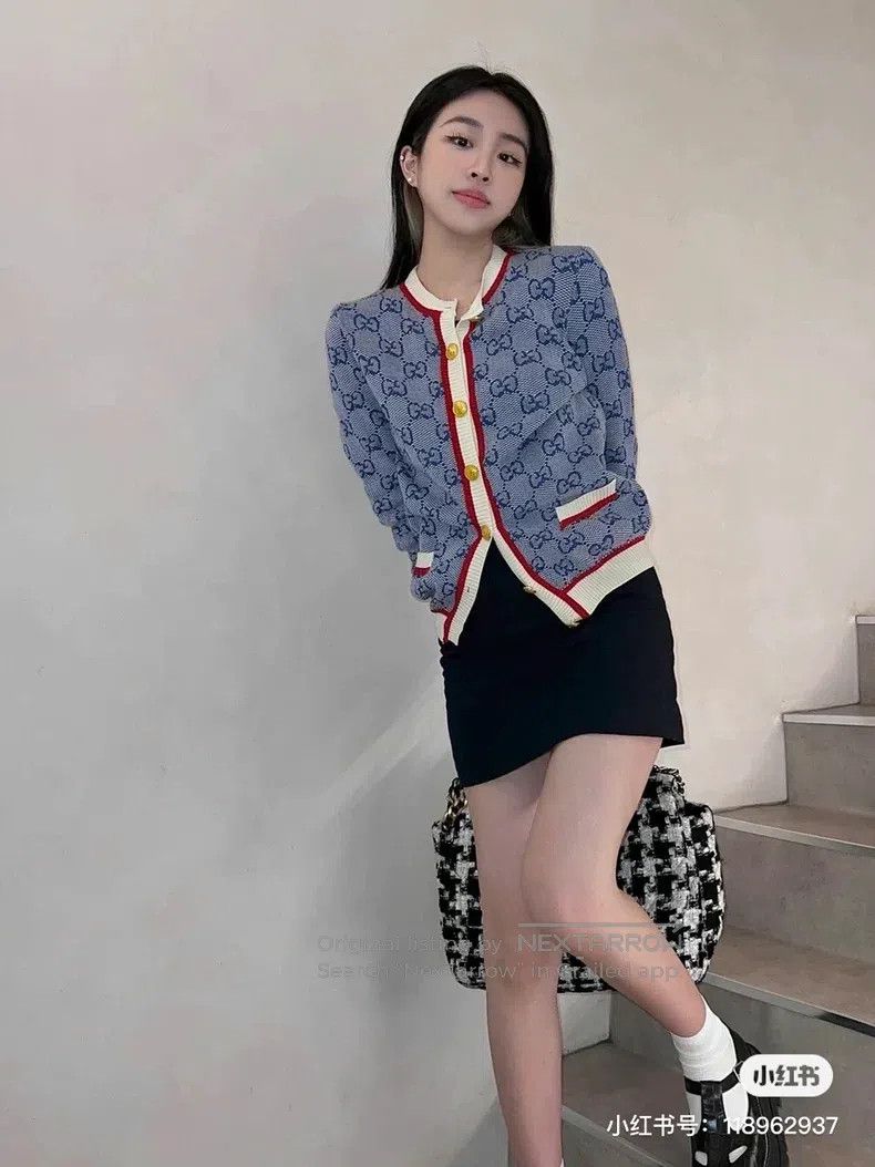 Gucci Gucci Blue double G old flower full-print knitted cardigan Size S / US 4 / IT 40 - 9 Thumbnail