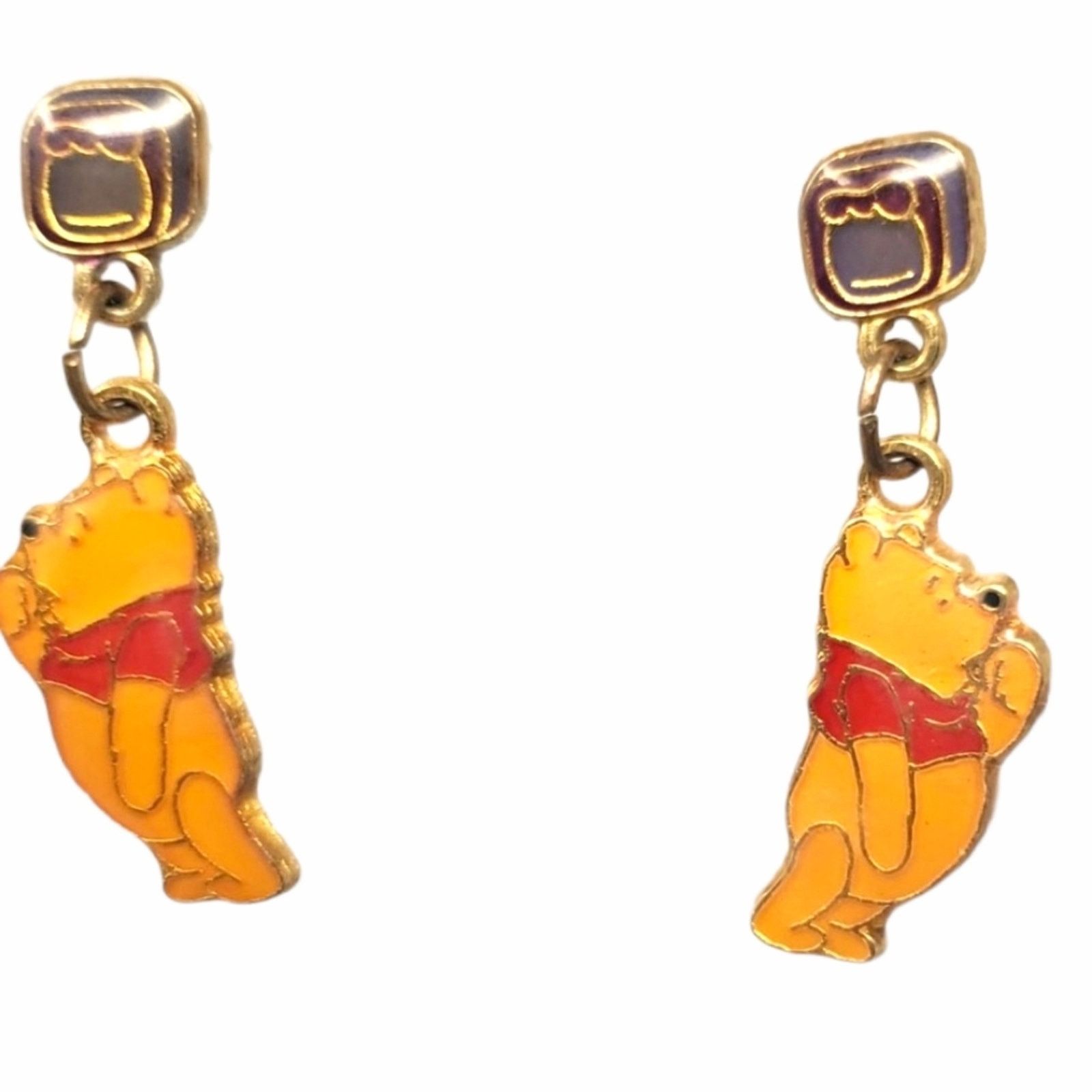 Disney Winnie The Pooh Honey Pot Dangle Enamel Earrings in Yellow, Women's