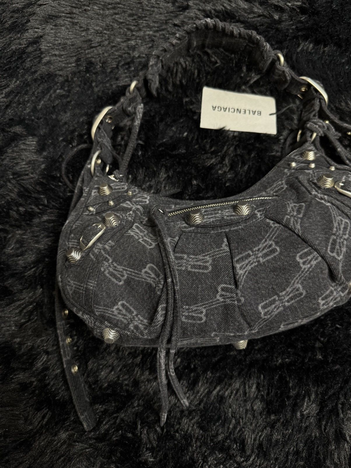 Balenciaga Balenciaga Le Cagole Black Monogram Denim Size ONE SIZE - 3 Thumbnail