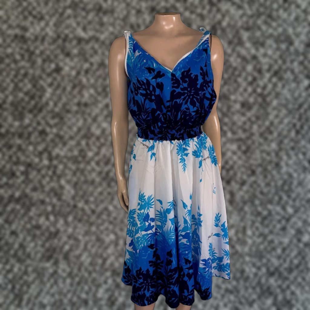Vintage VINTAGE Royal Creations Dress Hawaiian Party Eveningwear Blue 1970s Royal Creations S/M Women Mens? Size S / US 4 / IT 40 - 1 Thumbnail