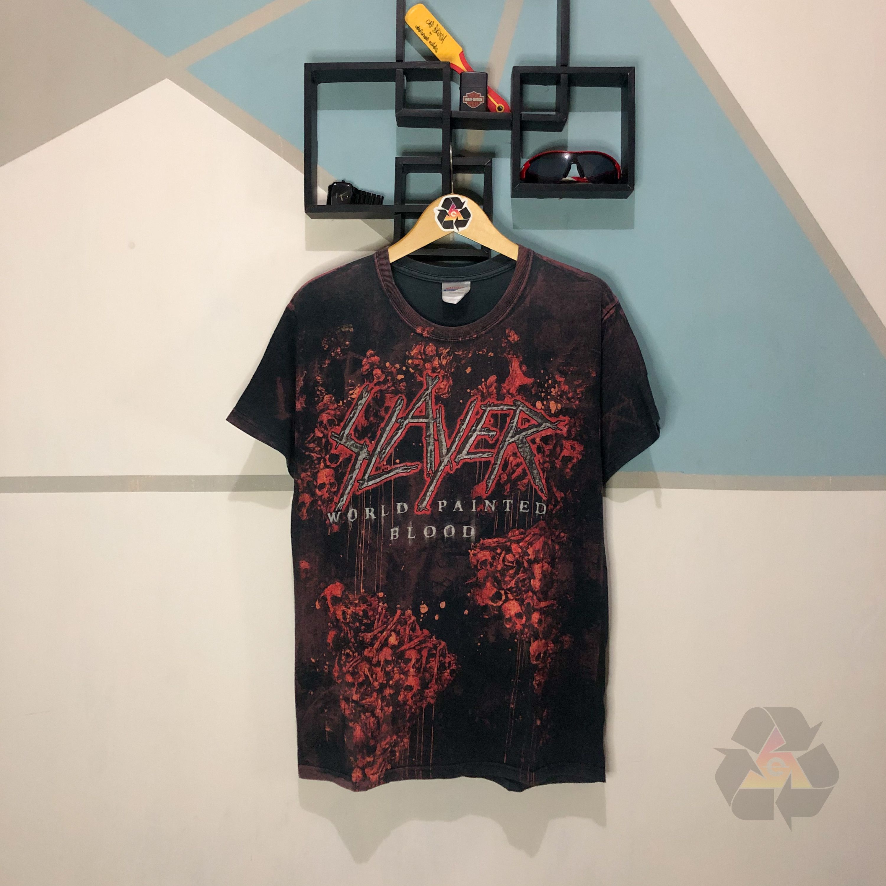 Band Tees RARE Vintage Slayer World Painted Blood Full Print AOP Size US M / EU 48-50 / 2 - 2 Thumbnail