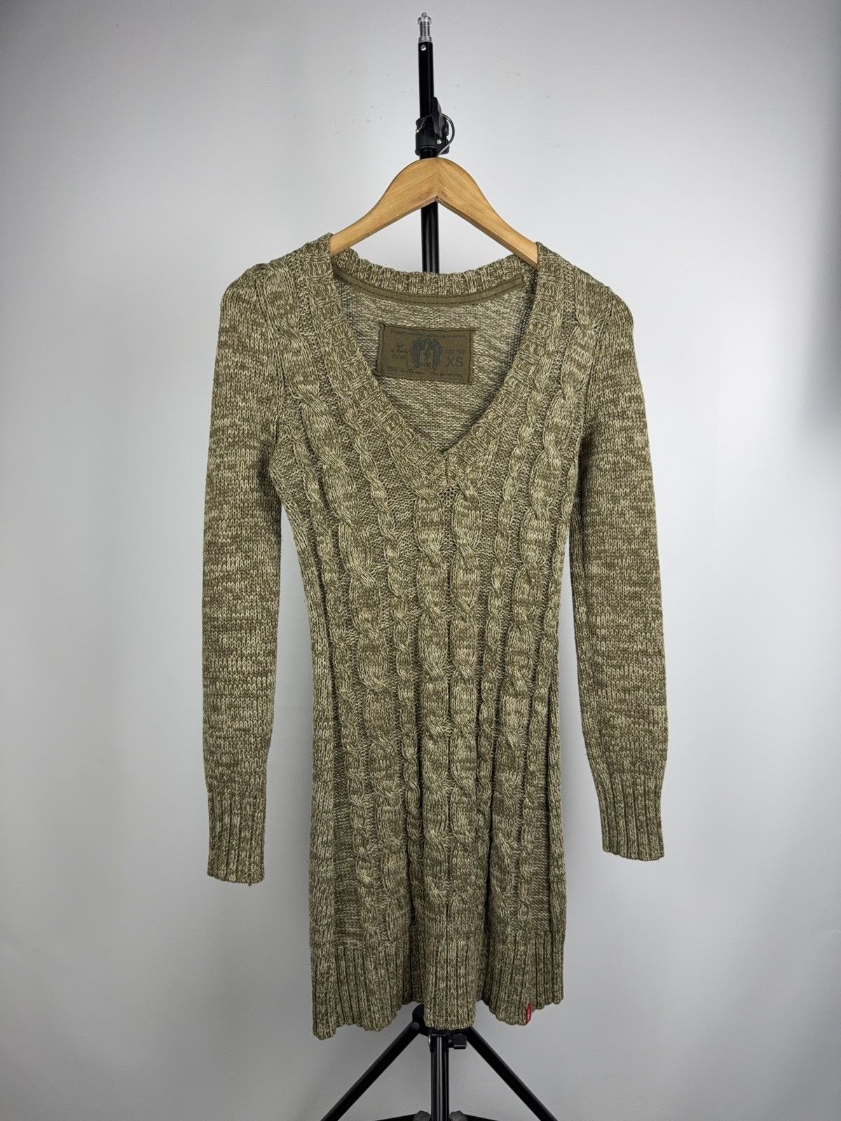 Japanese Brand Avant Garde Japanese 00s Cable Knit Sweater Dress Olive XS Size XS / US 0-2 / IT 36-38 - 1 Thumbnail