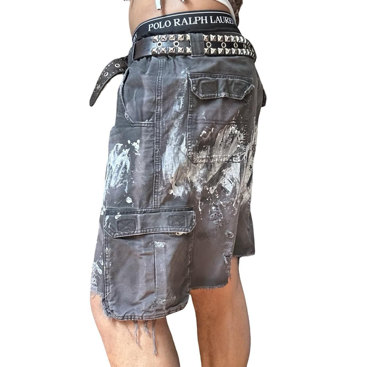 Cabelas ASTROBOI* x Cabelas Pained Faded Black Cargo Shorts - 36" Size US 36 / EU 52 - 7 Thumbnail