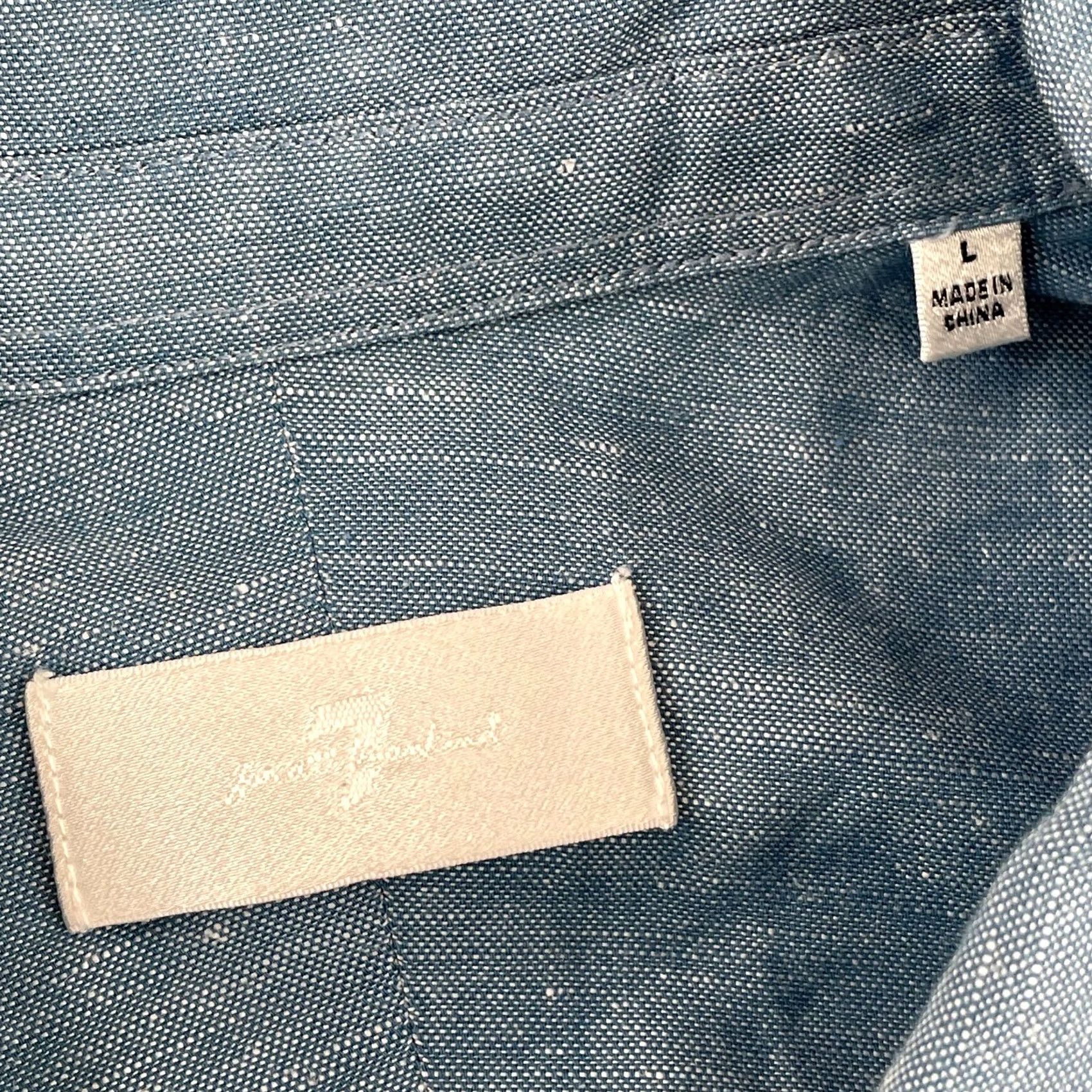 7 For All Mankind VINTAGE Seven For All Mankind Shirt Men Large Blue Linen Blend Long Sleeve Designer NWOT Size US L / EU 52-54 / 3 - 2 Thumbnail