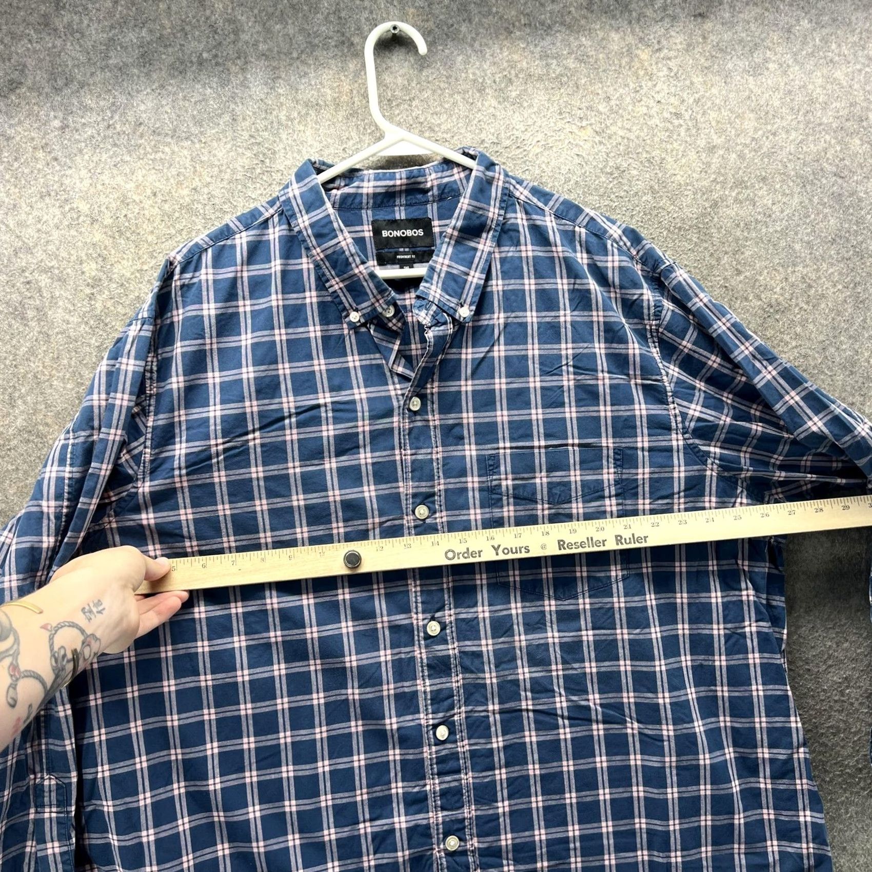 Bonobos Bonobos Shirt Mens 2XL Blue Plaid Prominent Fit Long Sleeve Button Down Casual Shirt Size US XXL / EU 58 / 5 - 5 Thumbnail
