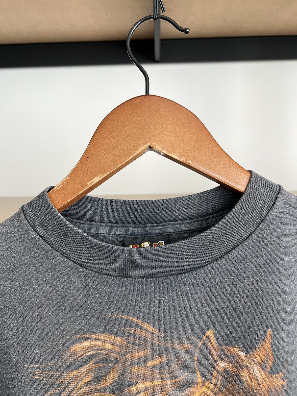 Vintage Vintage 1993 3D Emblem Horse Run with the Wild Black T-shirt Size US M / EU 48-50 / 2 - 13 Thumbnail