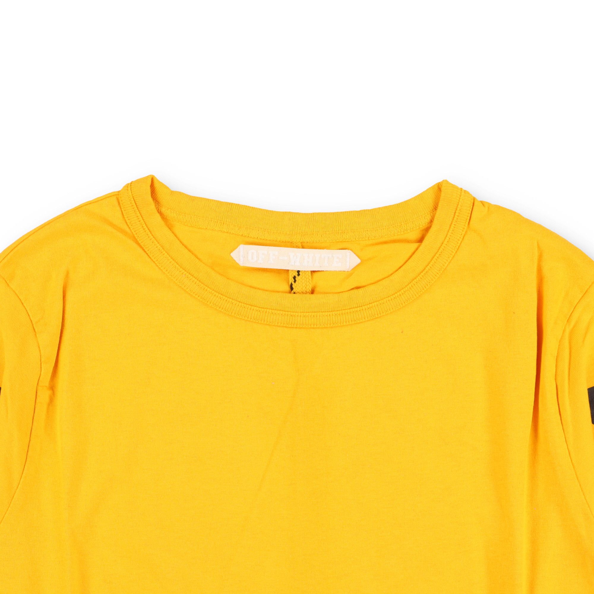 Off-White Yellow 13 Diagonals Logo Long Sleeve T-Shirt Size US XXS / EU 40 - 7 Thumbnail