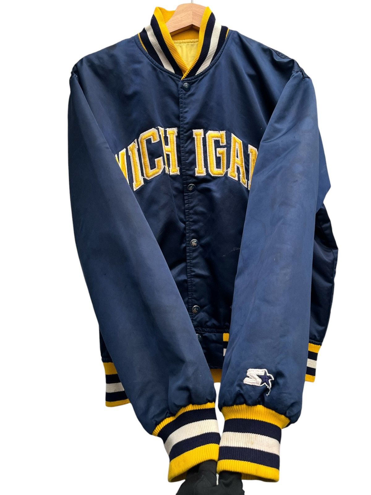 Starter Vintage Starter Michigan Wolverines Satin Varsity Jacket Size US M / EU 48-50 / 2 - 6 Thumbnail