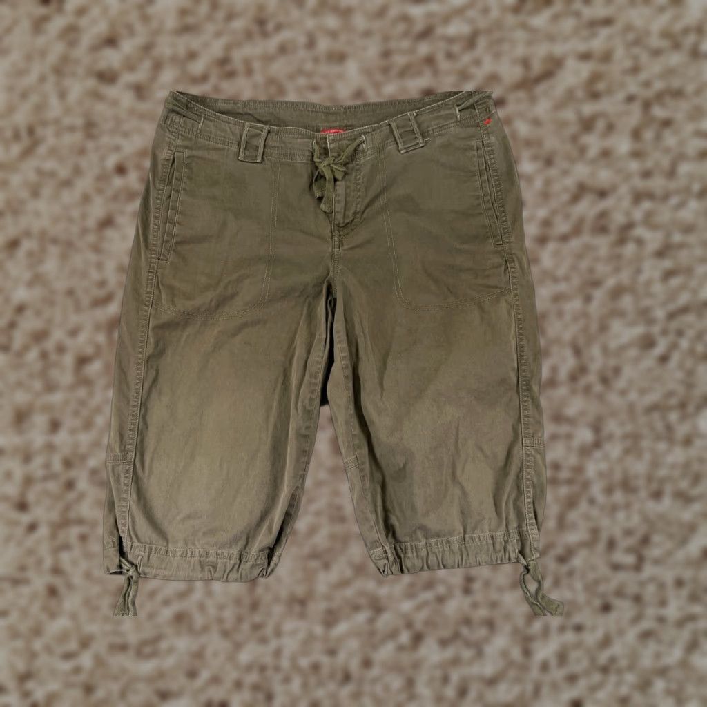 The North Face Shorts Womens 10 Green Capri Short Cotton Hiking Camping 32x14 Vintage: No