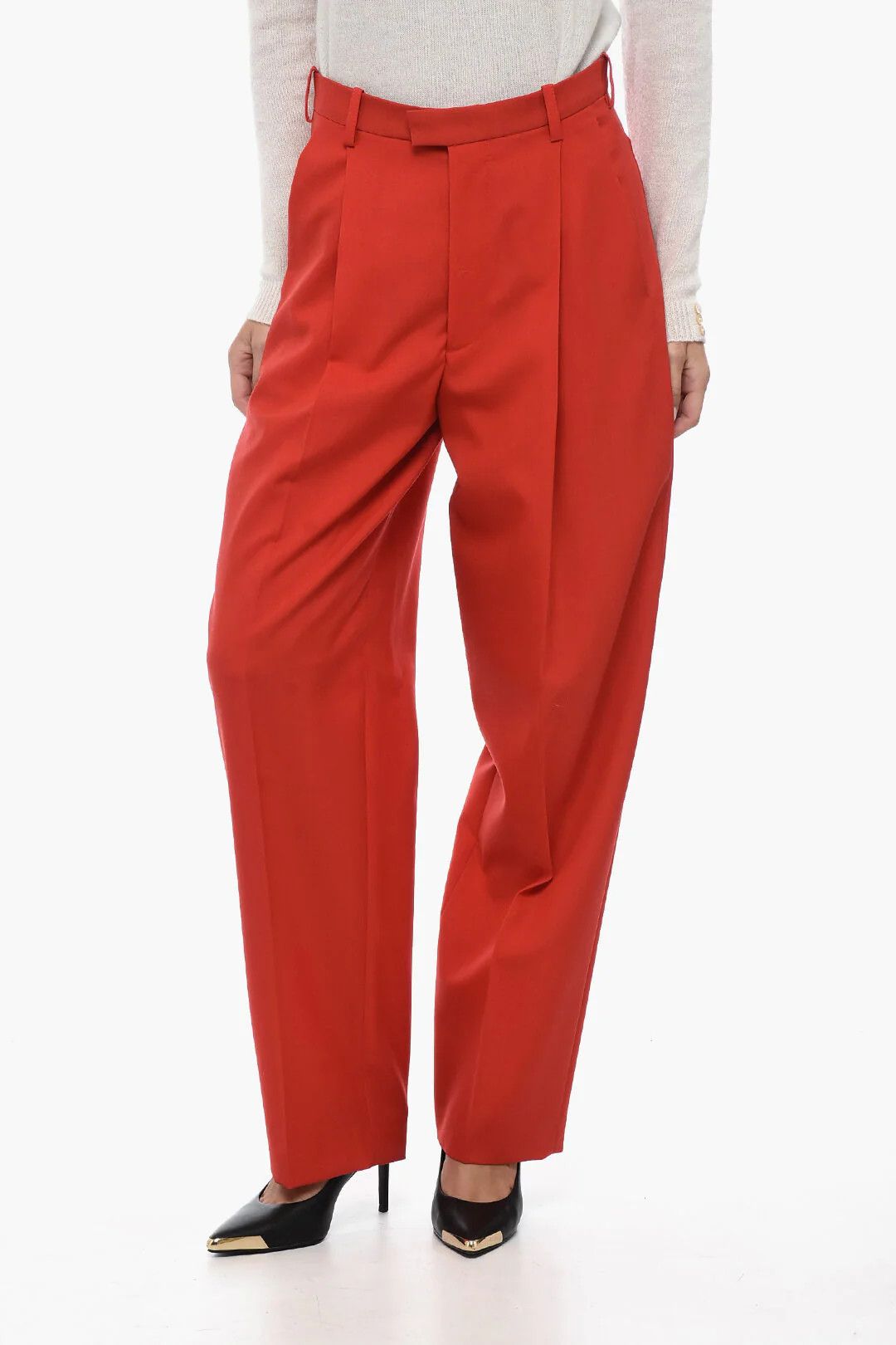 Marni og1mm0326 Loose-Fit Wool Pant in Red Size 28" / US 6 / IT 42 - 1 Thumbnail