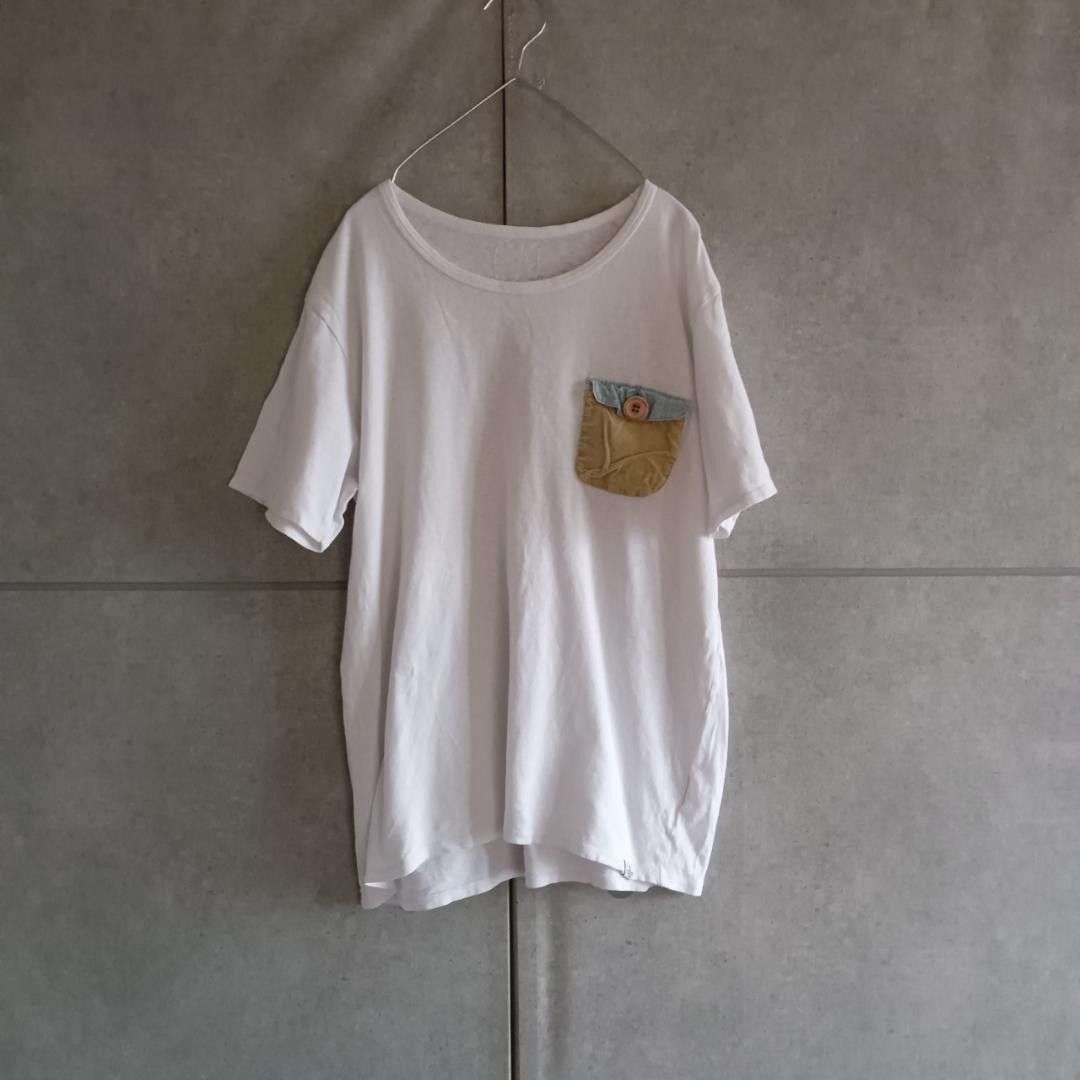 image of Visvim Linen Blend Contrast Pocket Tee in White, Men's (Size Small)