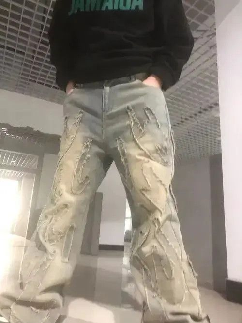 Jean Manami x Rieko Jeans Patchwork Gothic Raw Edge Embroidered Size US 34 / EU 50 - 4 Thumbnail