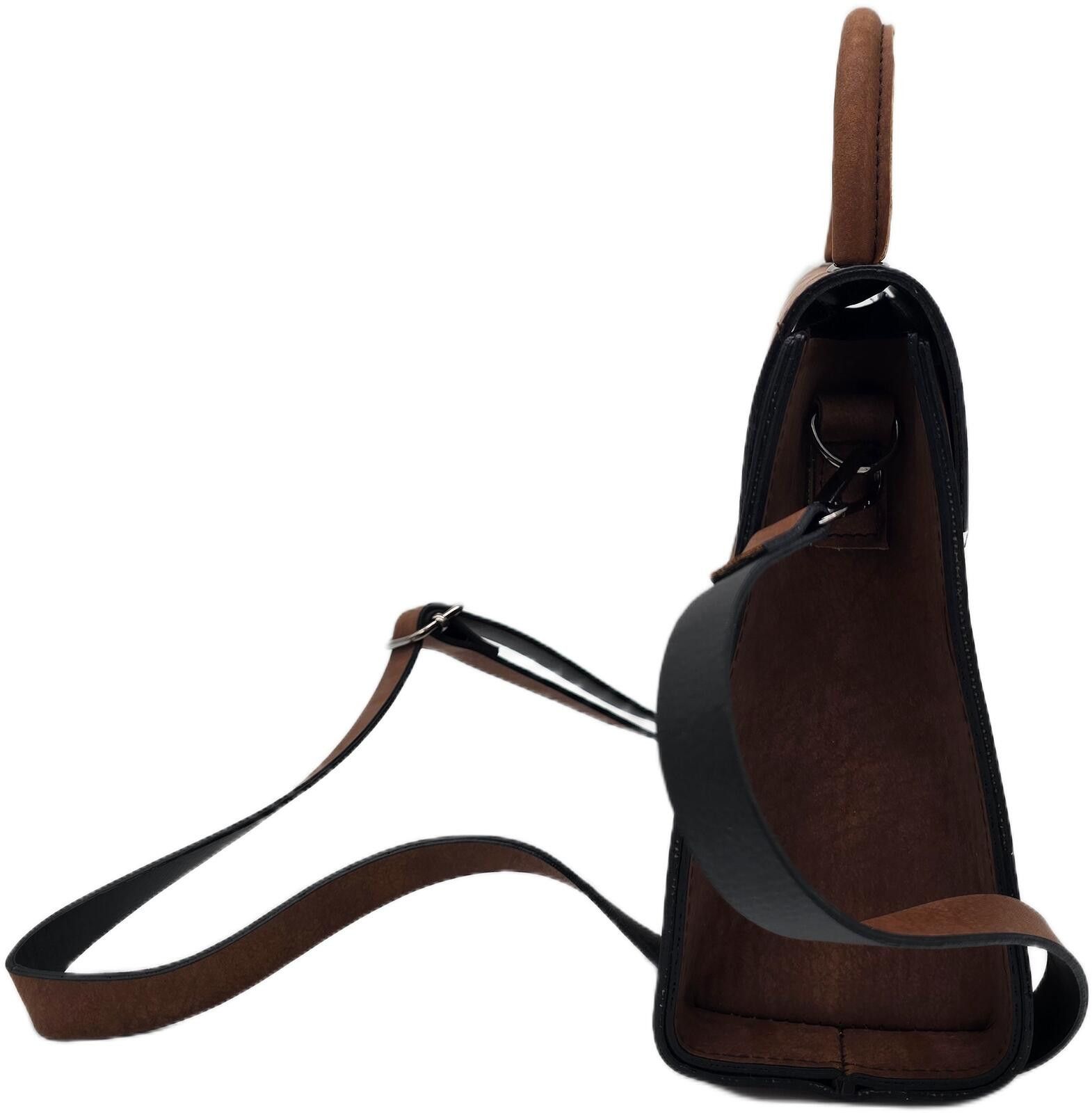 Genetic Manipulation Shinichiro Kuriya Brown Faux Leather Structured Handbag with Top Handle and Fl Size ONE SIZE - 3 Thumbnail