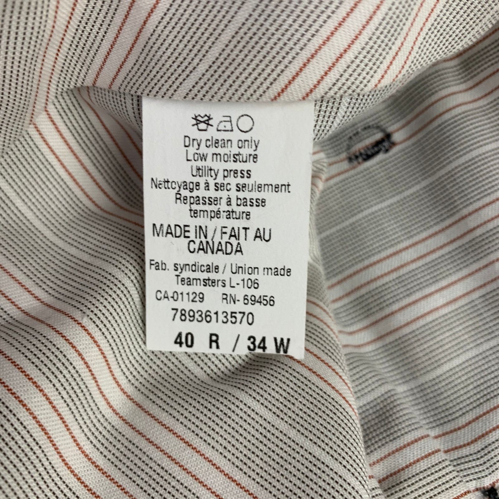 Other TAILO RED Grey Blue Pinstripe Wool Single Breasted Suit Size 40R - 15 Thumbnail