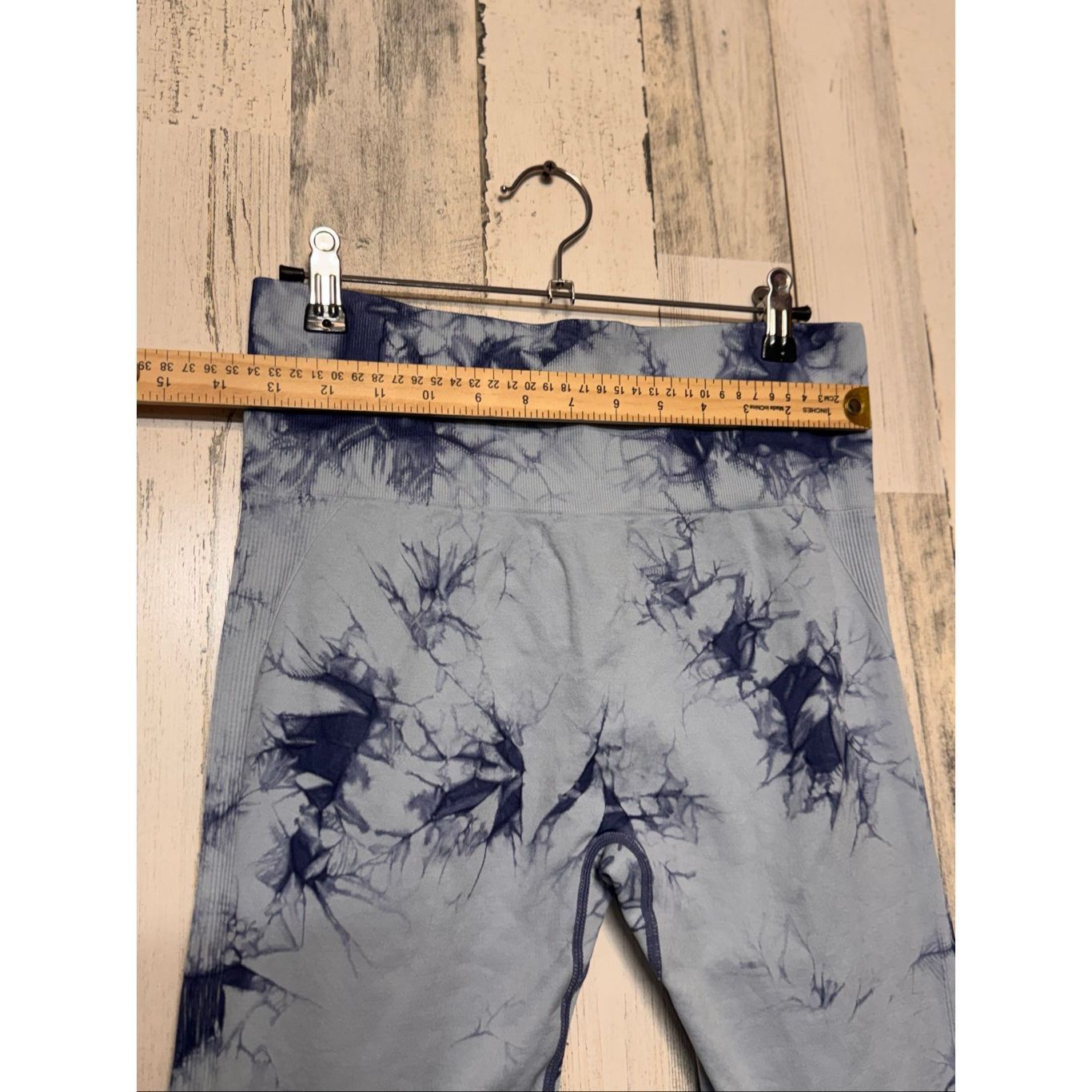 Other Blue Tie-Dye Seamless High Waist Leggings | Ribbed Stretchy Size 32" / US 10 / IT 46 - 6 Thumbnail
