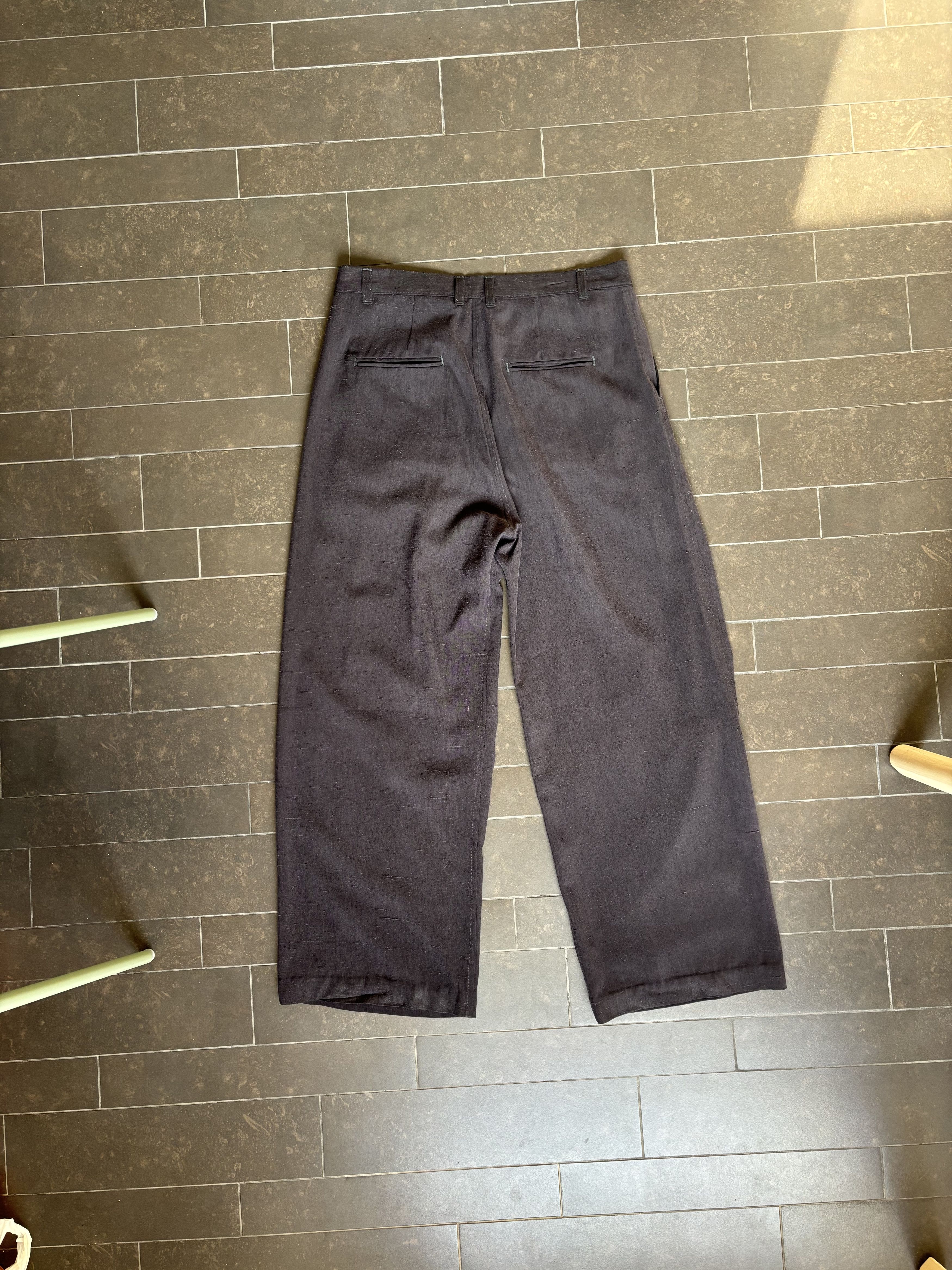 Japanese Brand Japanese Silk-Linen Pleated Wide-Leg Loose Straight Trousers Size US 32 / EU 48 - 6 Thumbnail