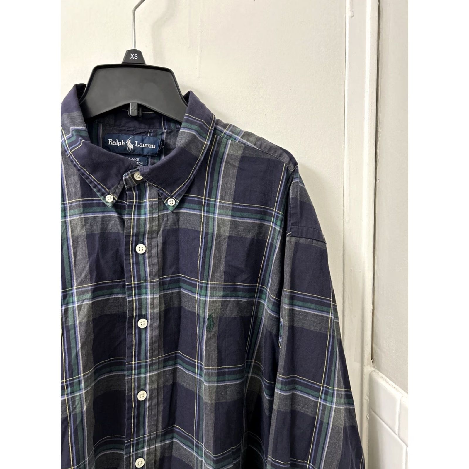 Ralph Lauren VINTAGE Ralph Lauren Blake Shirt Mens XL Navy Blue Plaid Cotton Button-Down L/S Size US XL / EU 56 / 4 - 4 Thumbnail