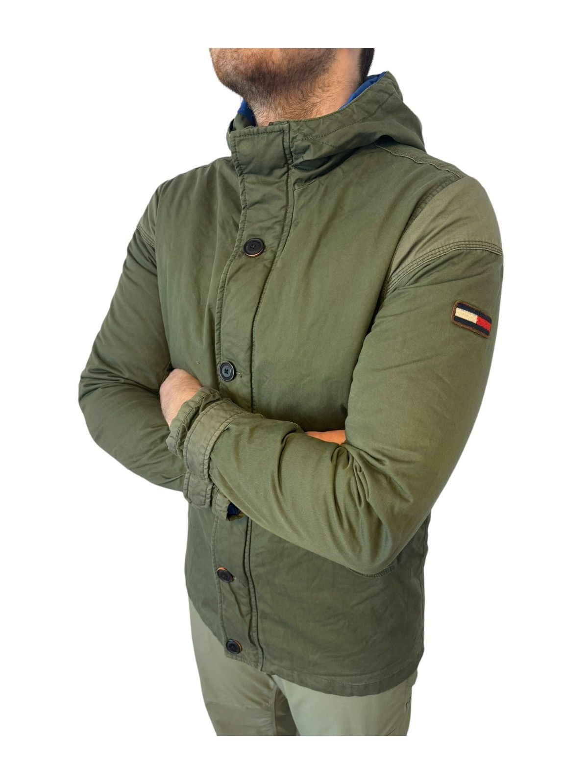 image of Tommy Hilfiger Denim Green Hooded Field Jacket Coat Small, Men's (Size Medium)