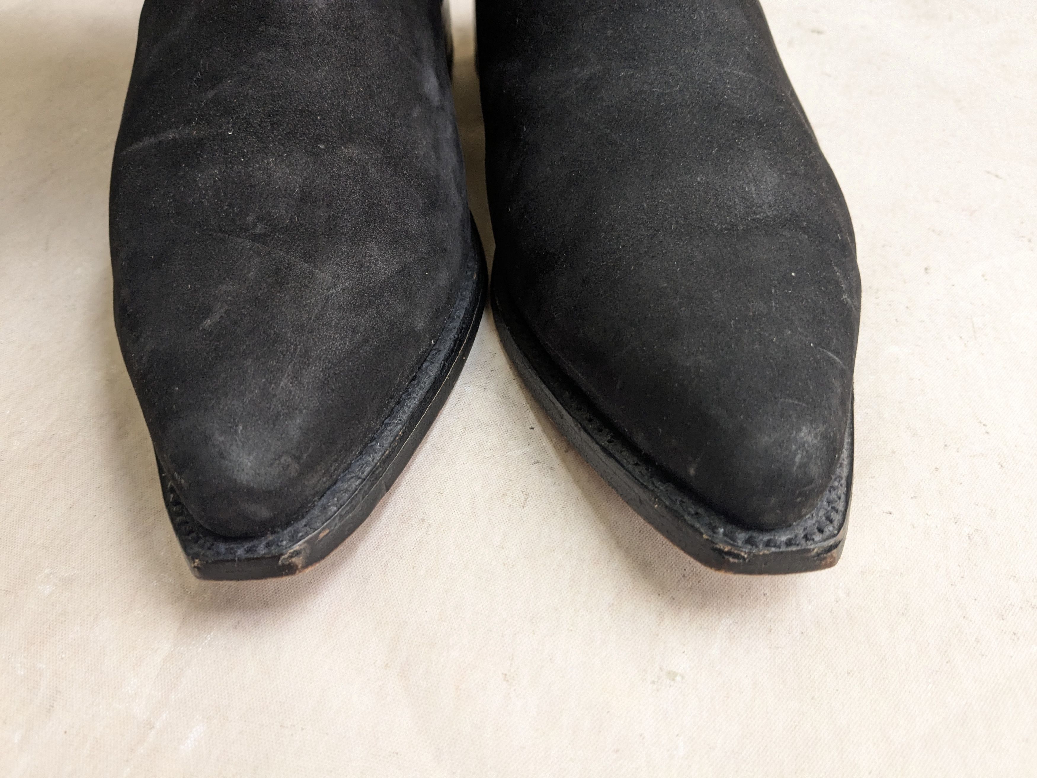 Genuine Leather El Canelo Cowboy Boots Black Suede 10 Leather Botas Size US 10 / EU 43 - 3 Thumbnail