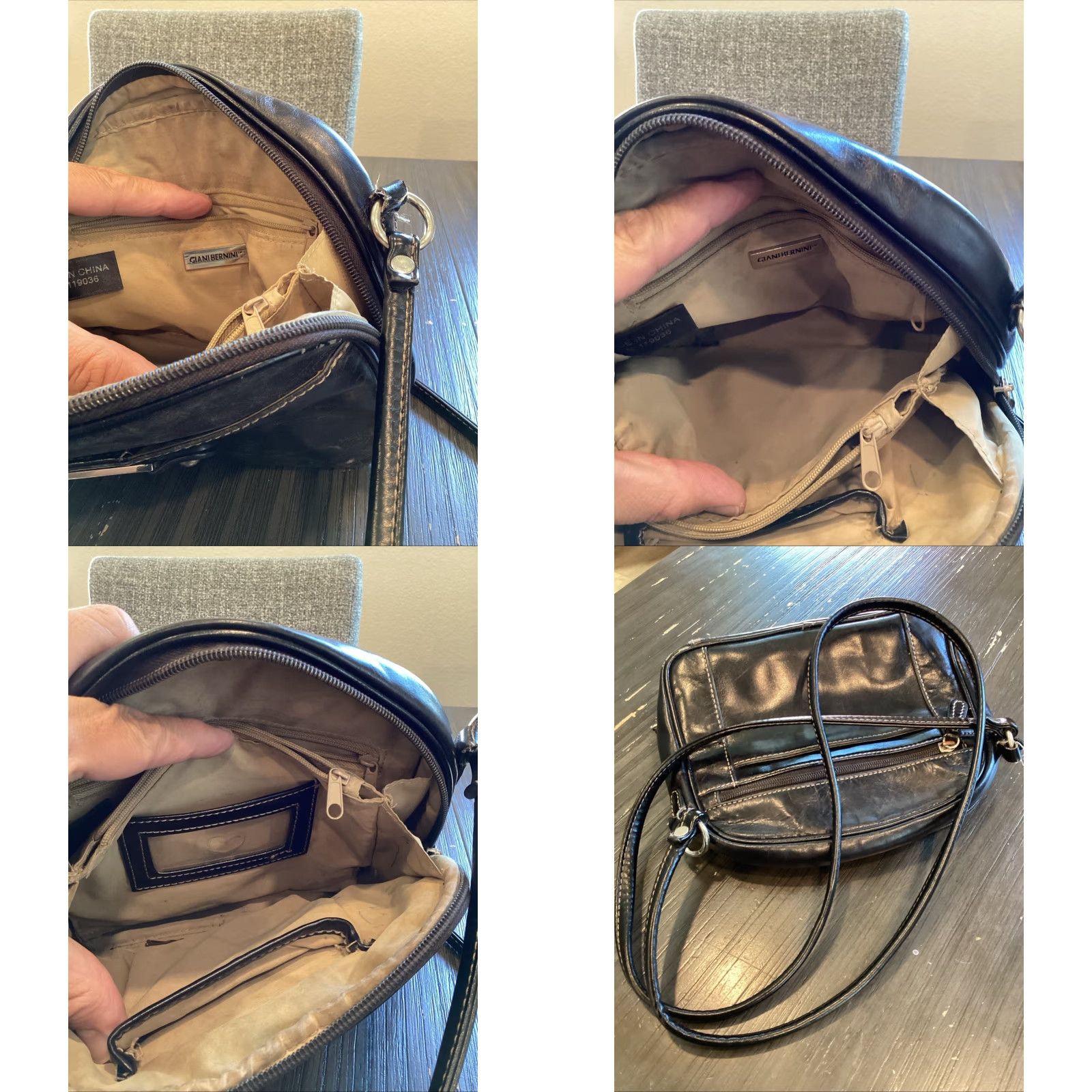 Giani Bernini Black Leather Crossbody Handbag Organizer  display picture 1