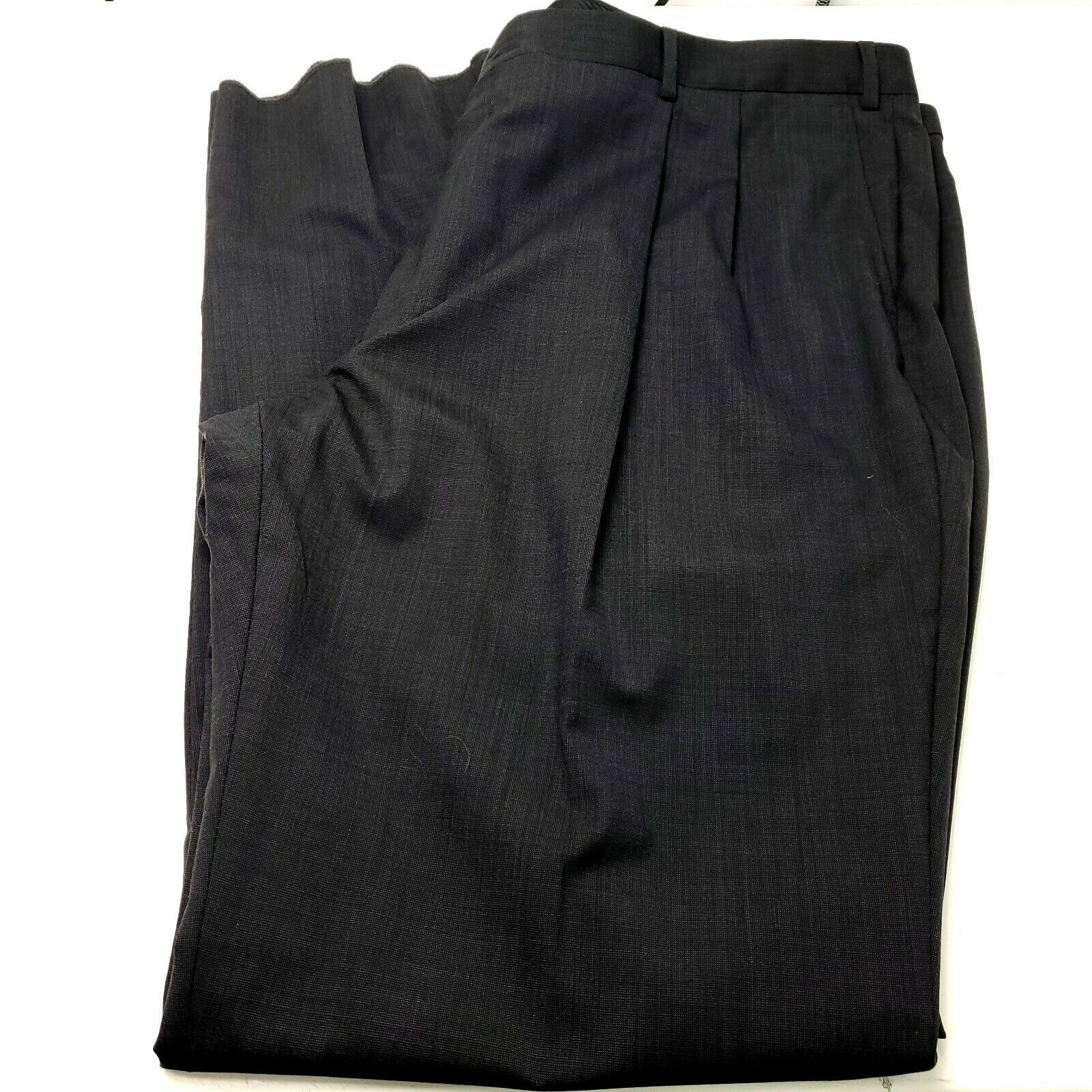Pronto Uomo Pronto Uomo Wool Dress Pants 49/37 Gray Birdseye High Rise P Size 50L - 1 Thumbnail
