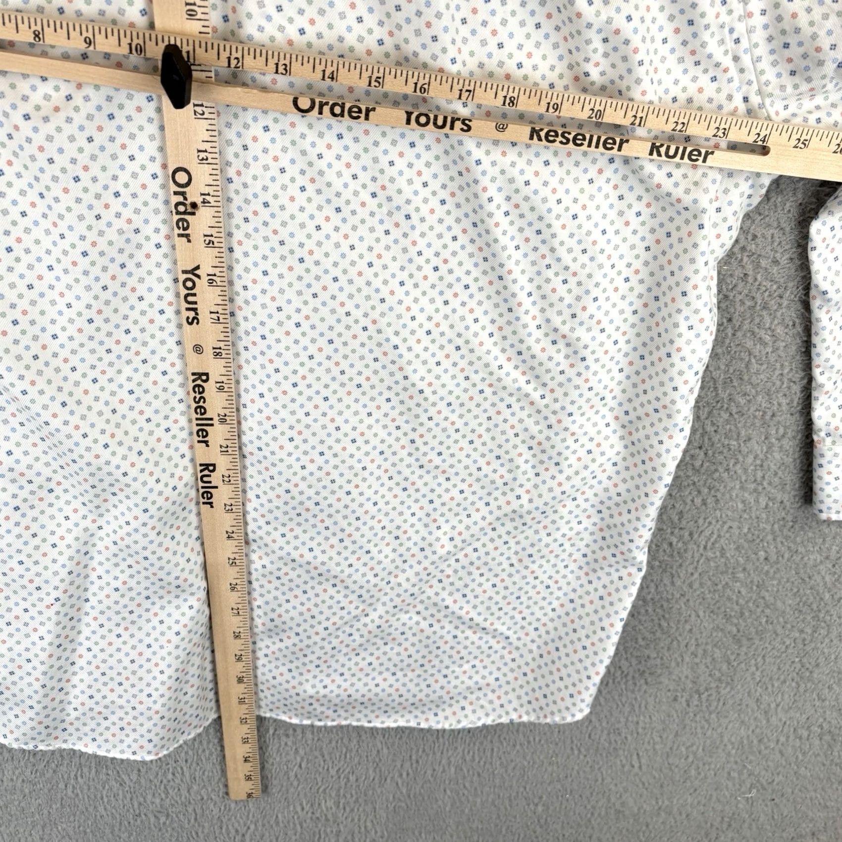 David Donahue David Donahue Shirt Mens XL White Geometric All Over Print Cotton Casual Button-Up Shirt Size US XL / EU 56 / 4 - 7 Thumbnail