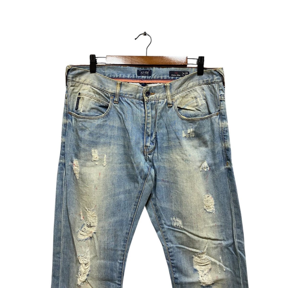 Armani Exchange Vintage AJ Armani Jeans Distressed Design Size 33 Size US 33 - 3 Thumbnail