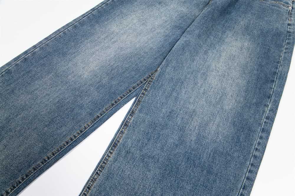 Japanese Brand × Jean Men's punk street loose wide-leg straight belt washed jeans Size US 32 / EU 48 - 5 Thumbnail