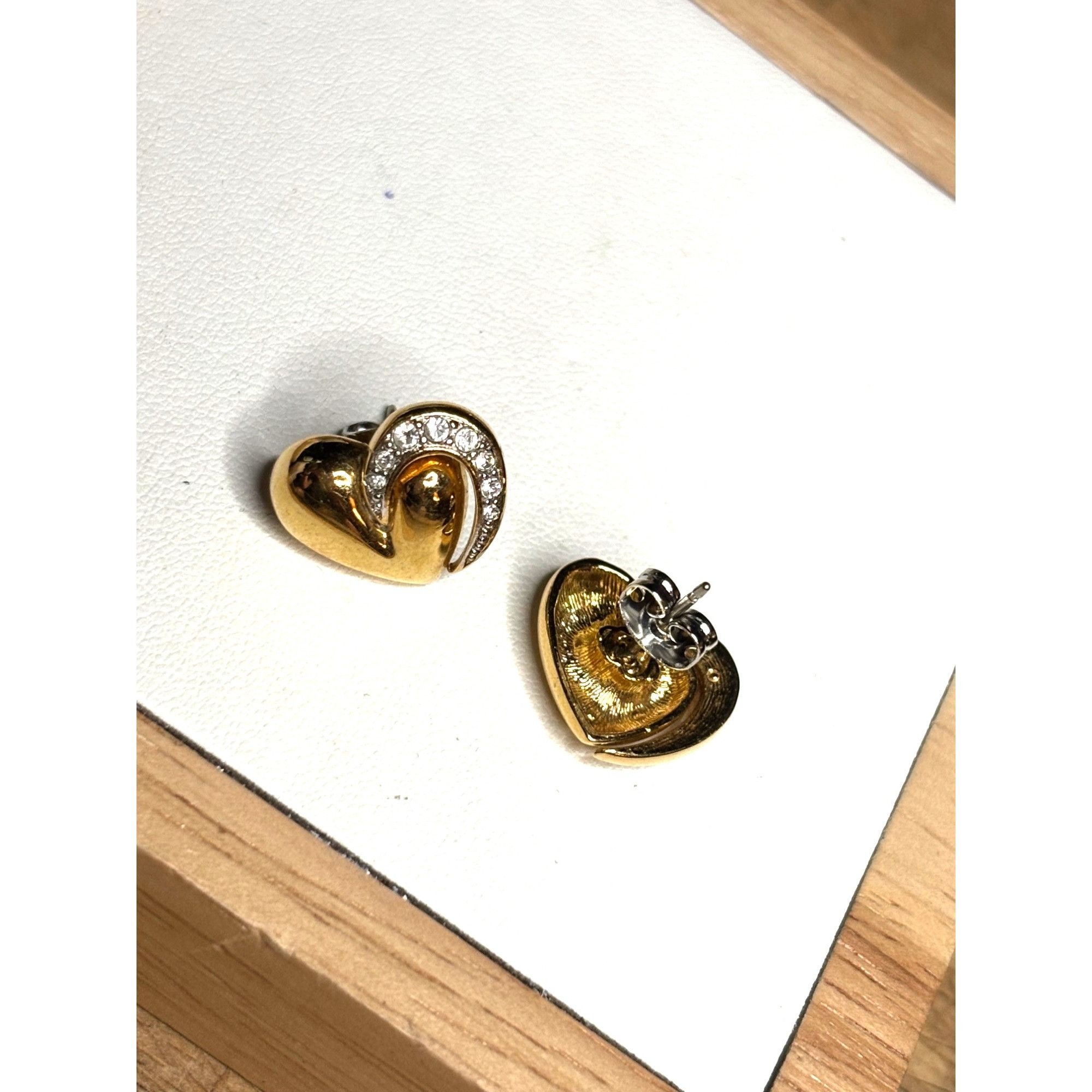 Other Gold & Rhinestone Heart-Shaped Earrings Size ONE SIZE - 7 Thumbnail